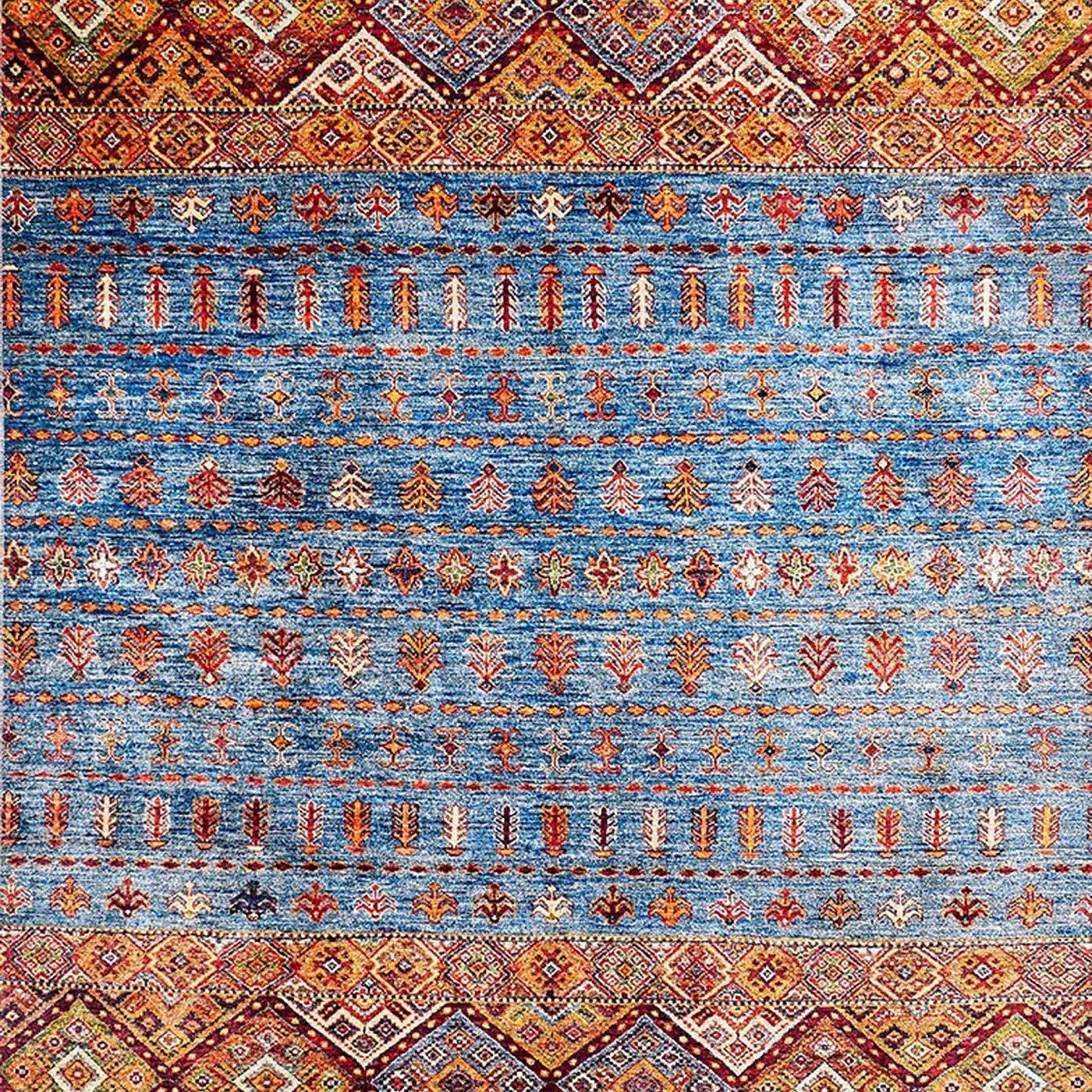 Benya Turkish Kilim Orange Blue Rug