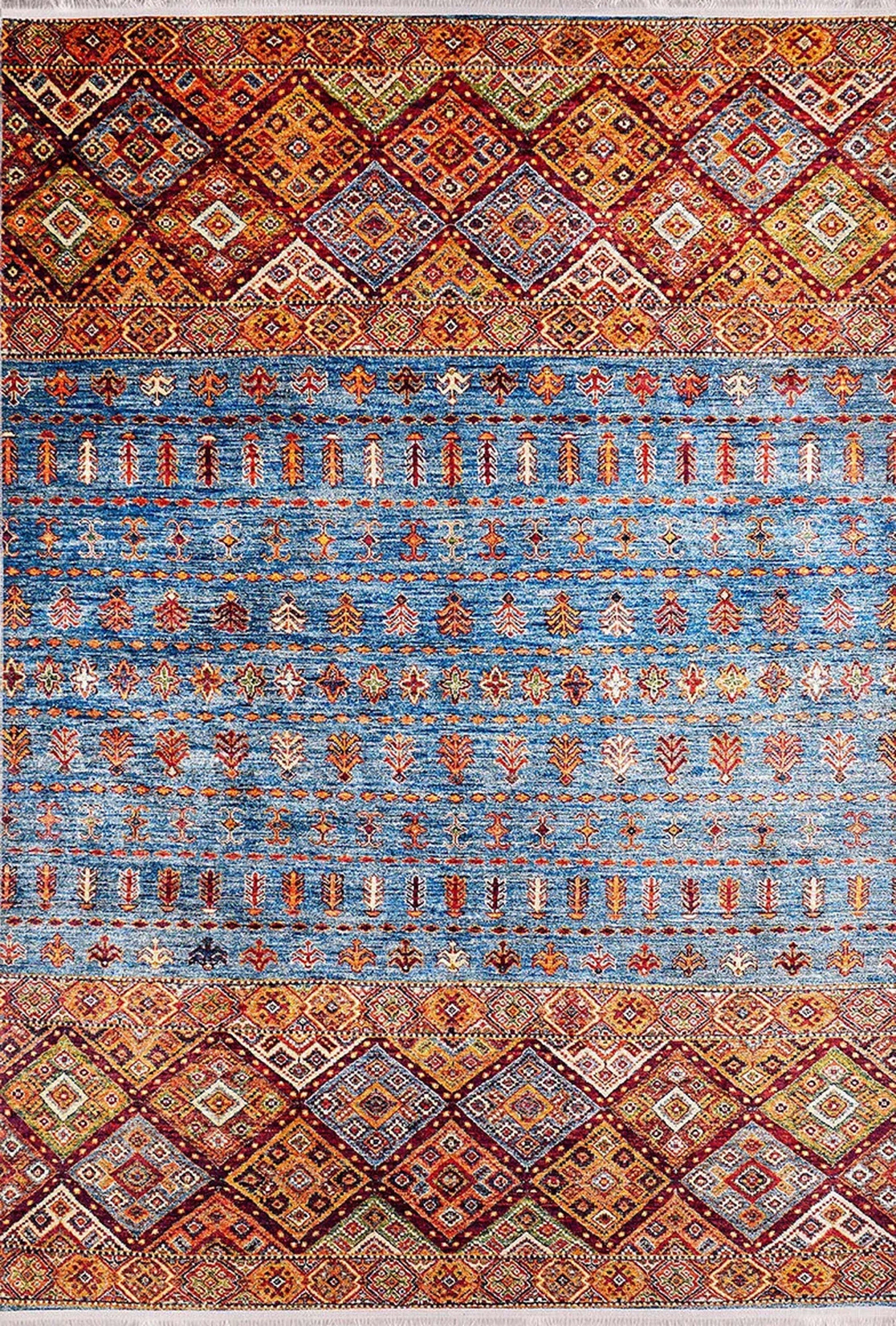 Benya Turkish Kilim Orange Blue Rug