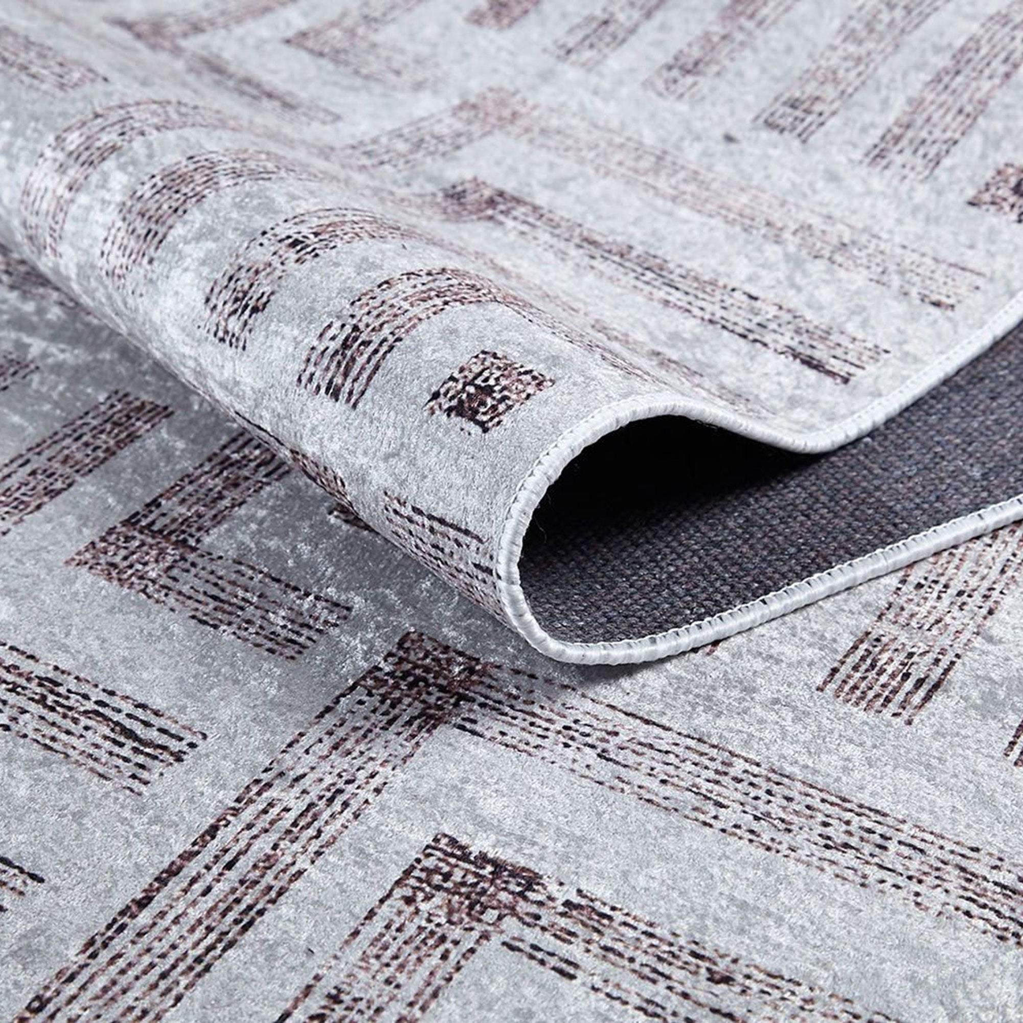 Beypa Pearl Brown Rug Black & White Geometric Area Rugs