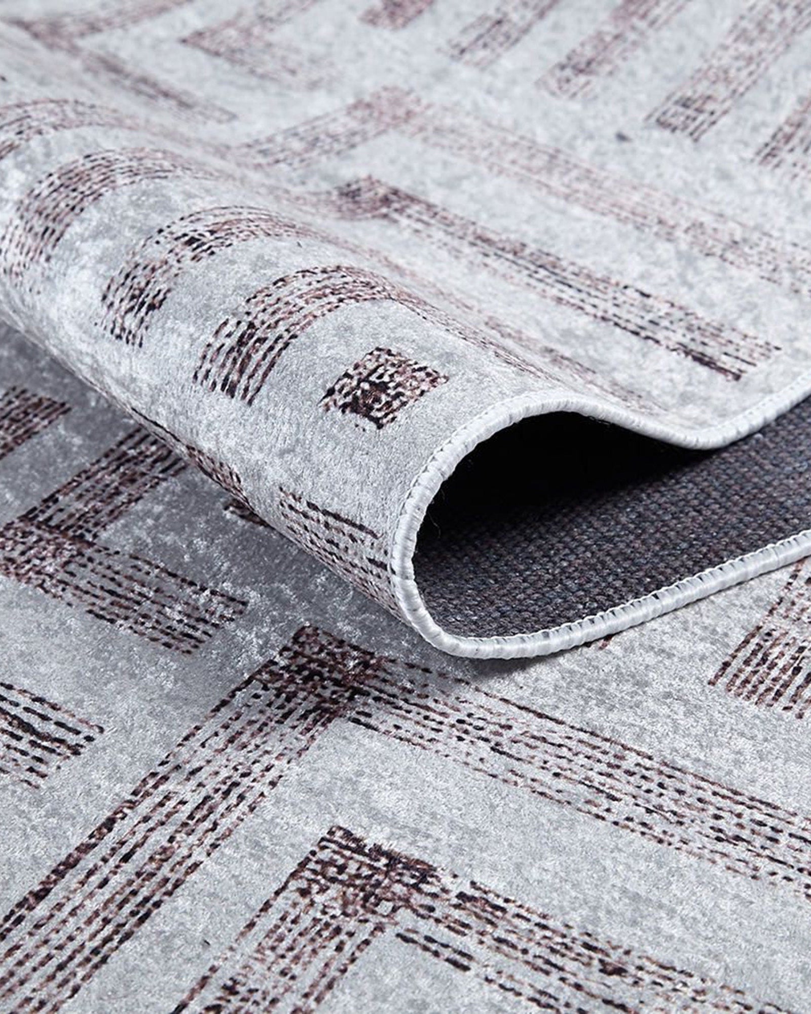 Beypa Pearl Brown Rug Black & White Geometric Area Rugs