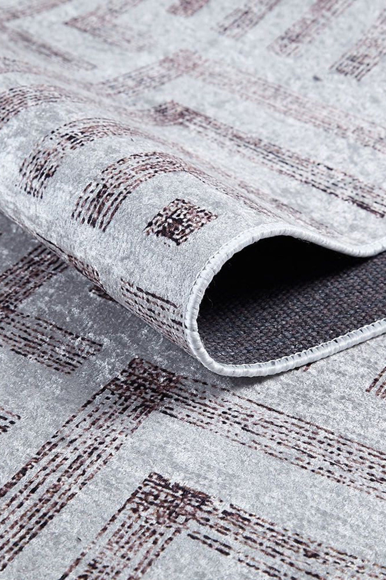 Beypa Pearl Brown Rug Black & White Geometric Area Rugs