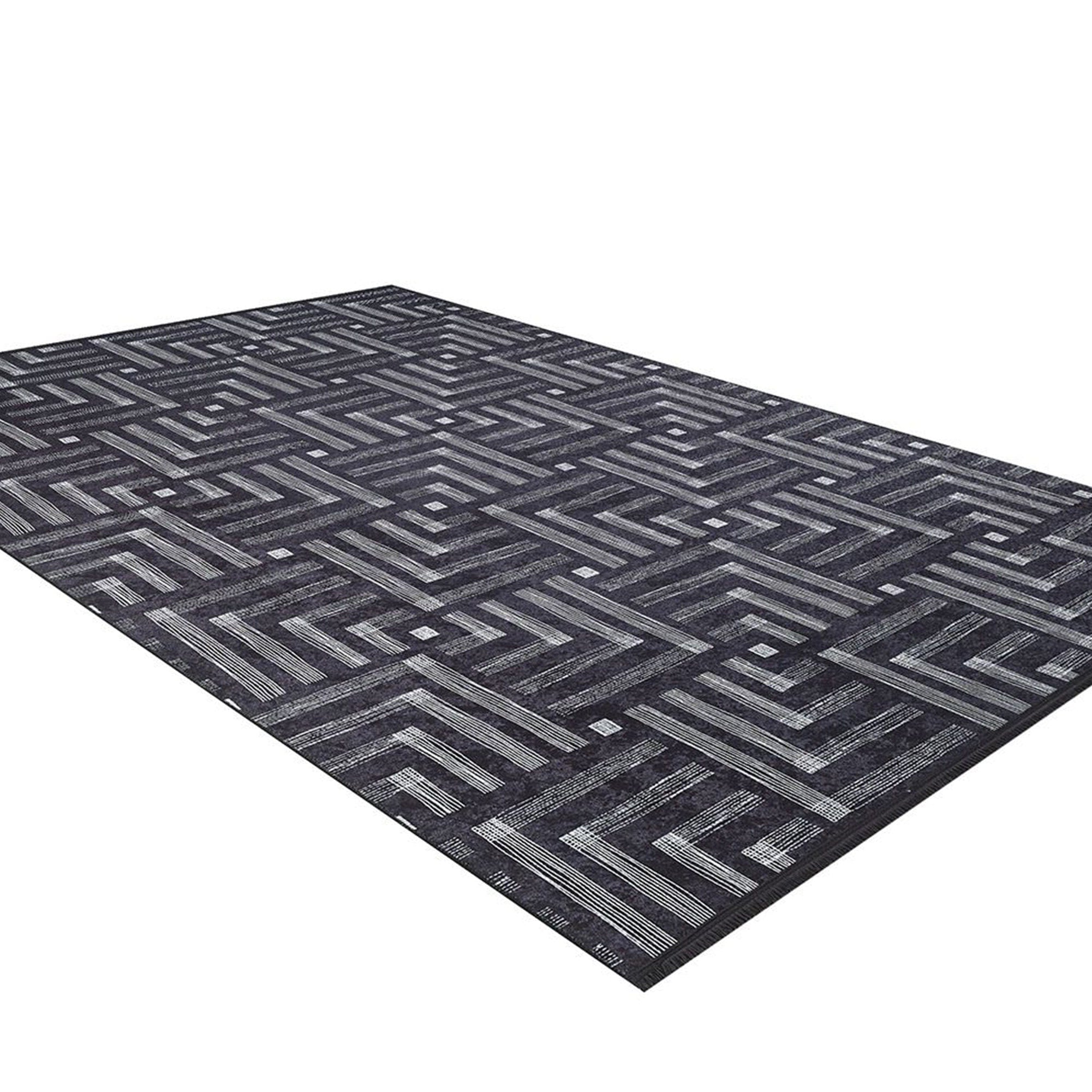 Beypa Pearl Brown Rug Black & White Geometric Area Rugs