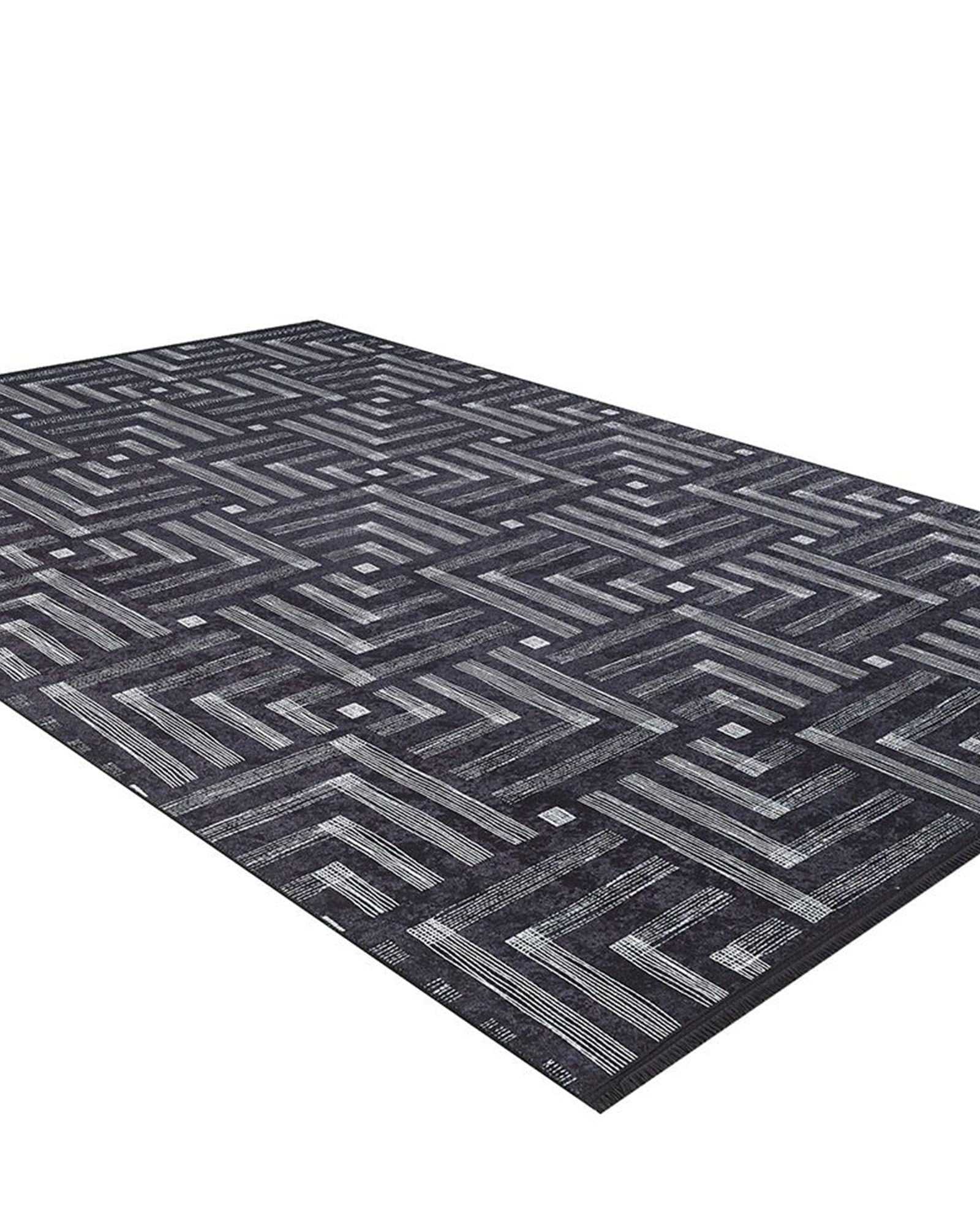 Beypa Pearl Brown Rug Black & White Geometric Area Rugs