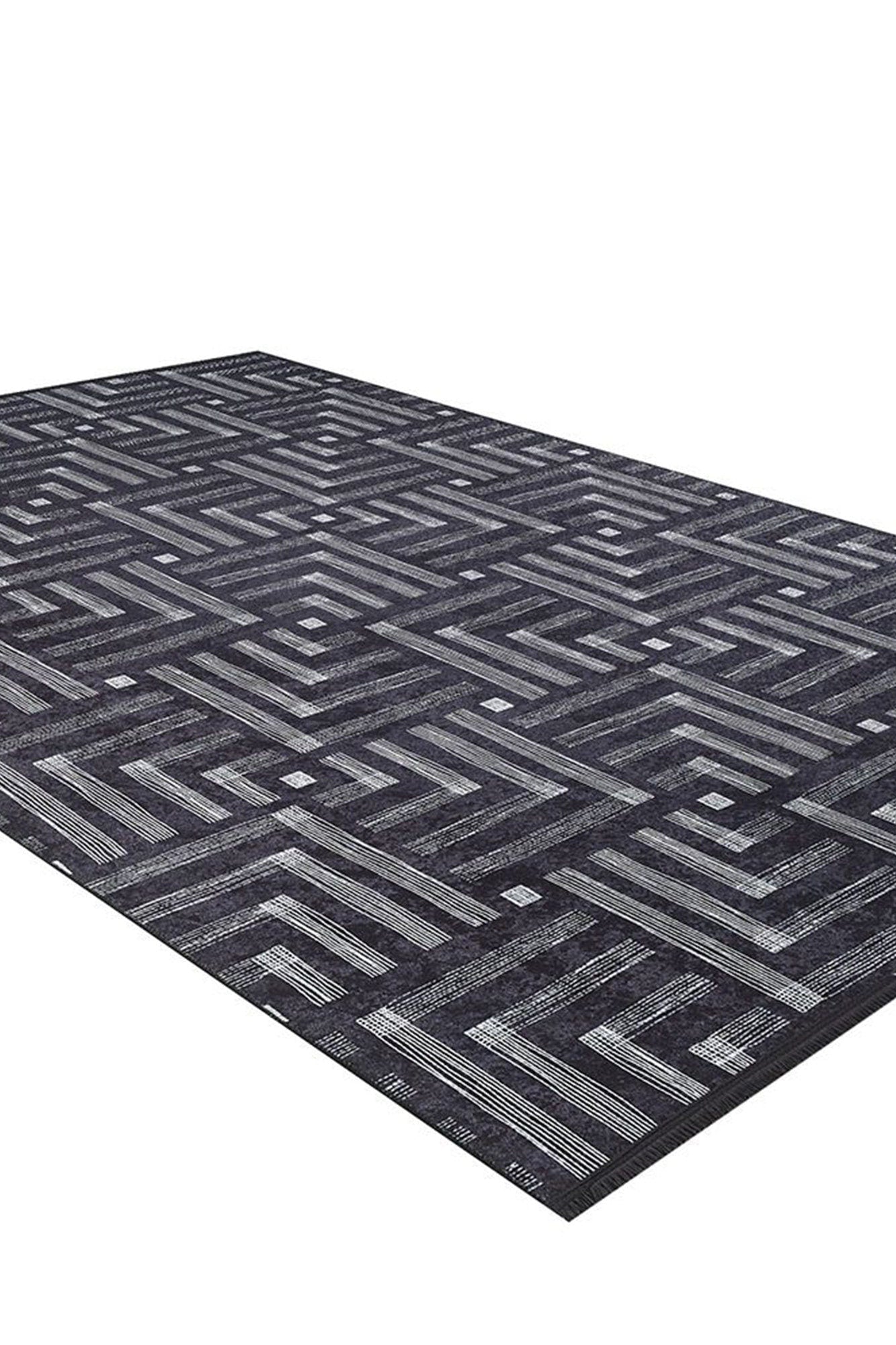 Beypa Pearl Brown Rug Black & White Geometric Area Rugs