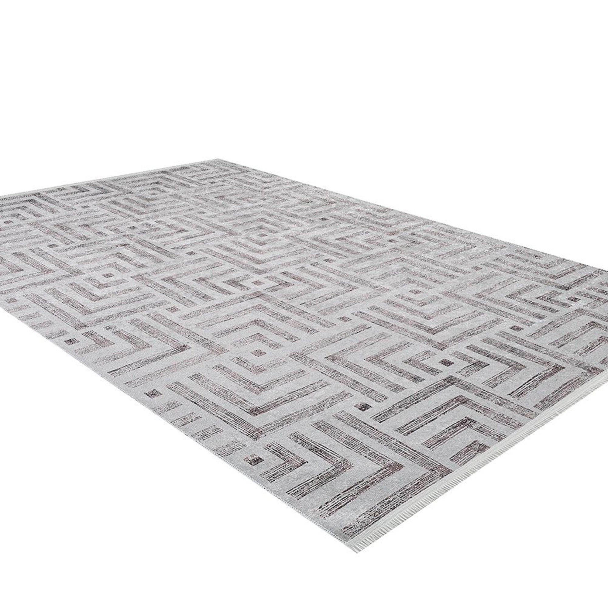 Beypa Pearl Brown Rug Black & White Geometric Area Rugs