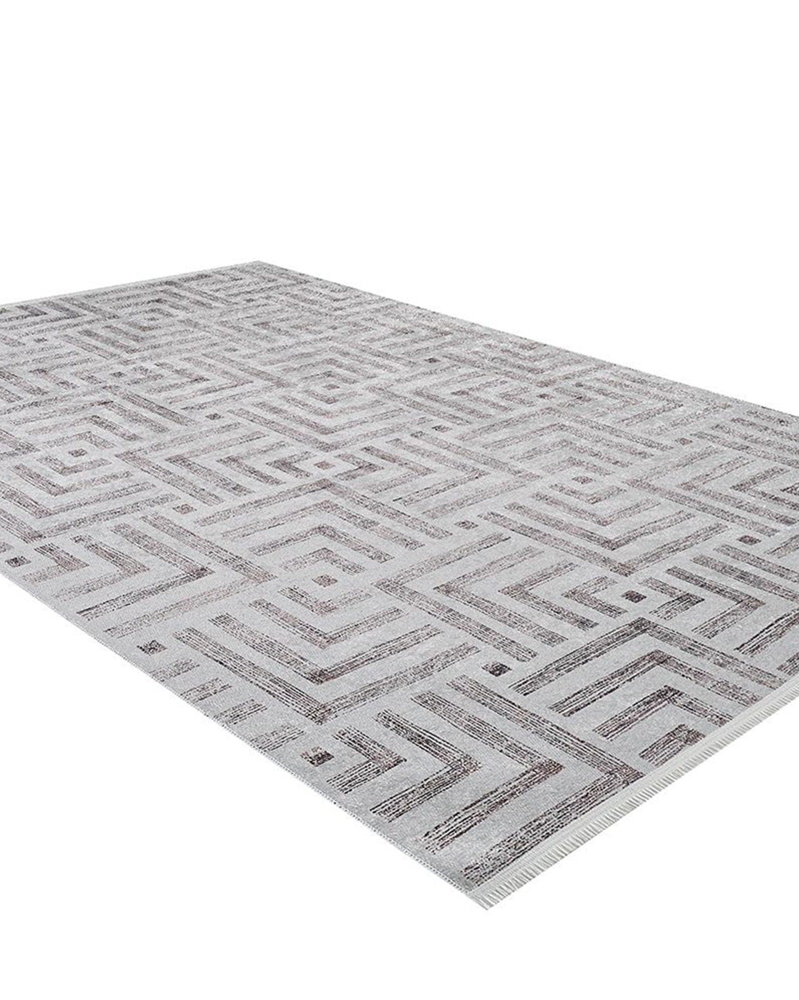 Beypa Pearl Brown Rug Black & White Geometric Area Rugs
