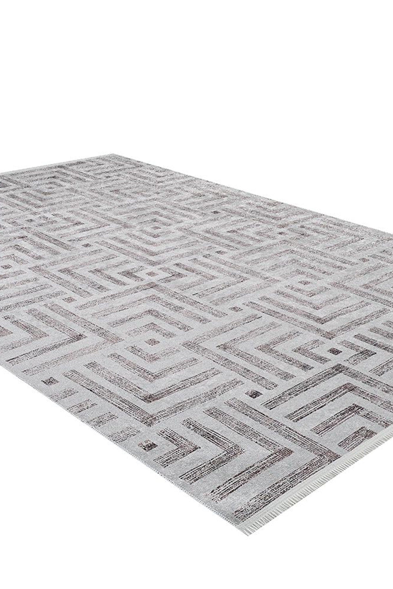 Beypa Pearl Brown Rug Black & White Geometric Area Rugs