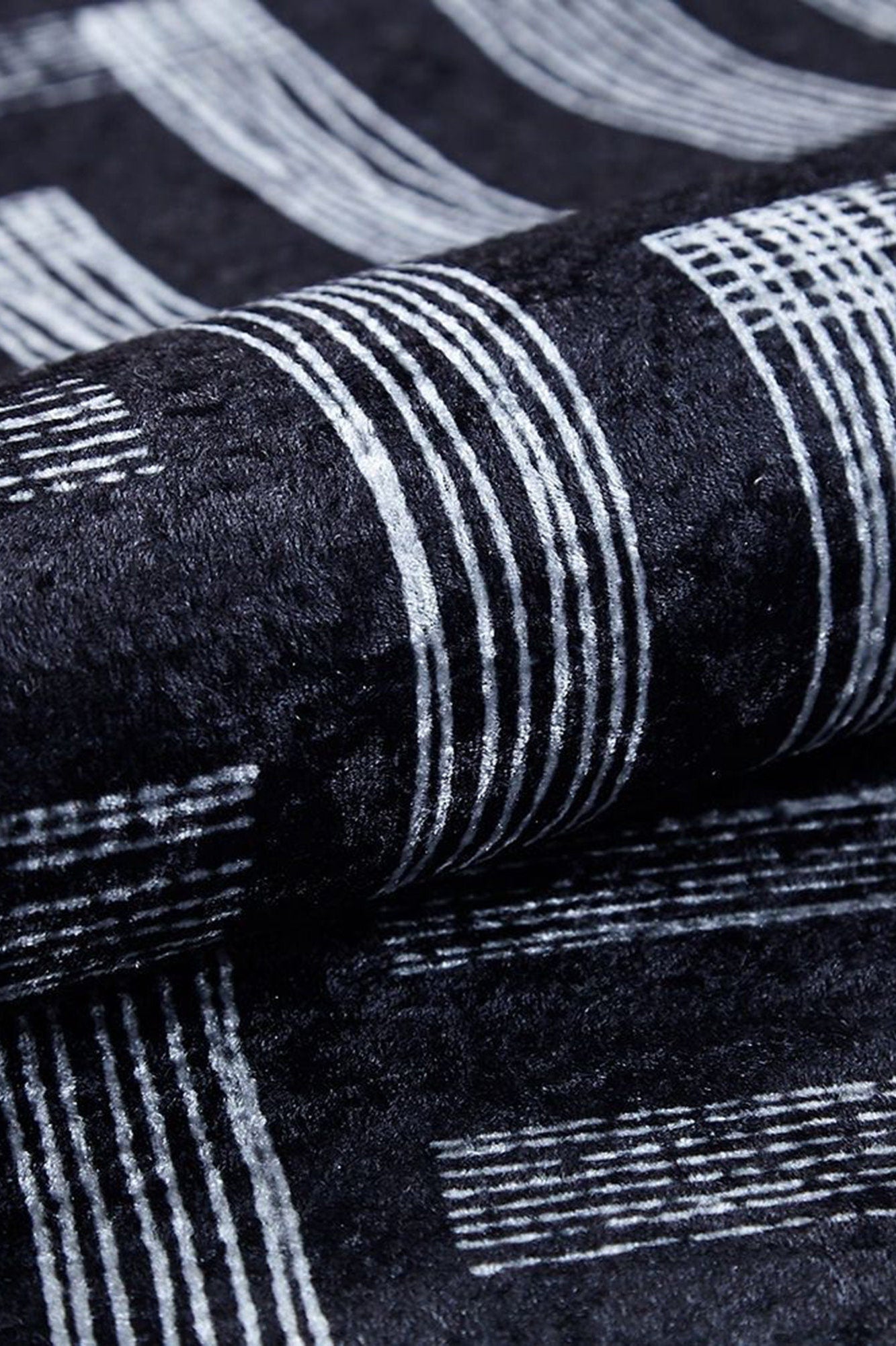 Beypa Pearl Brown Rug Black & White Geometric Area Rugs