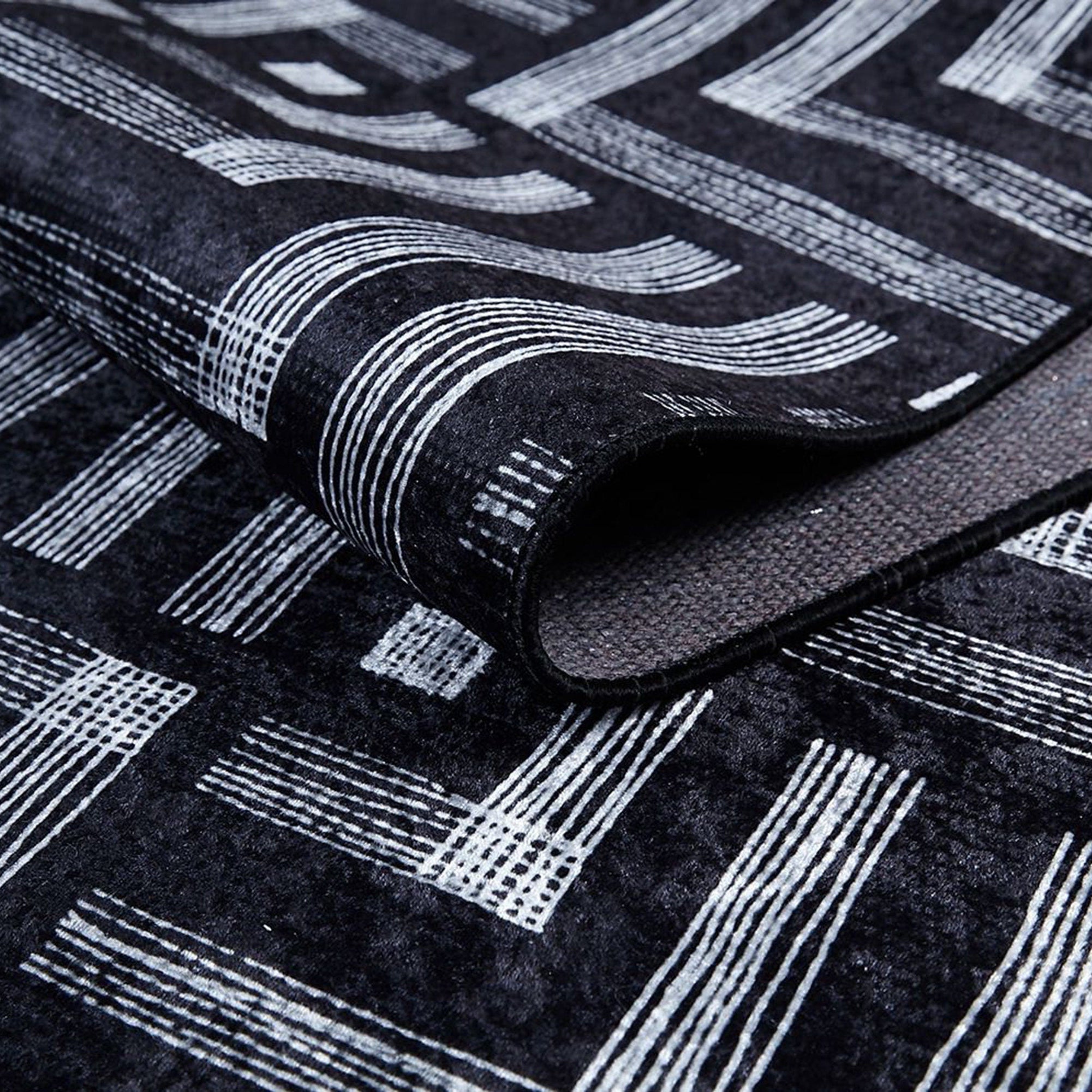 Beypa Pearl Brown Rug Black & White Geometric Area Rugs