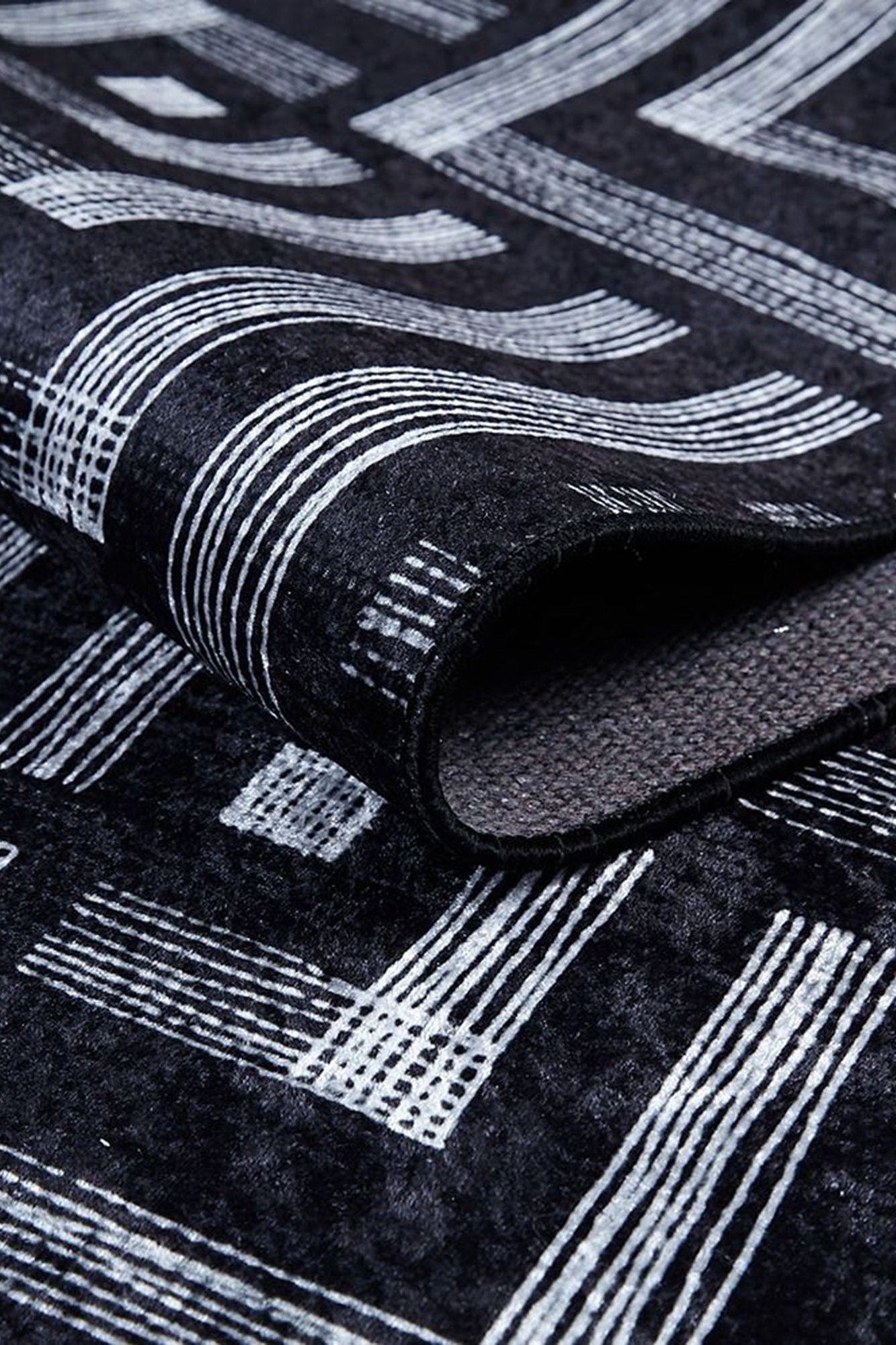 Beypa Pearl Brown Rug Black & White Geometric Area Rugs