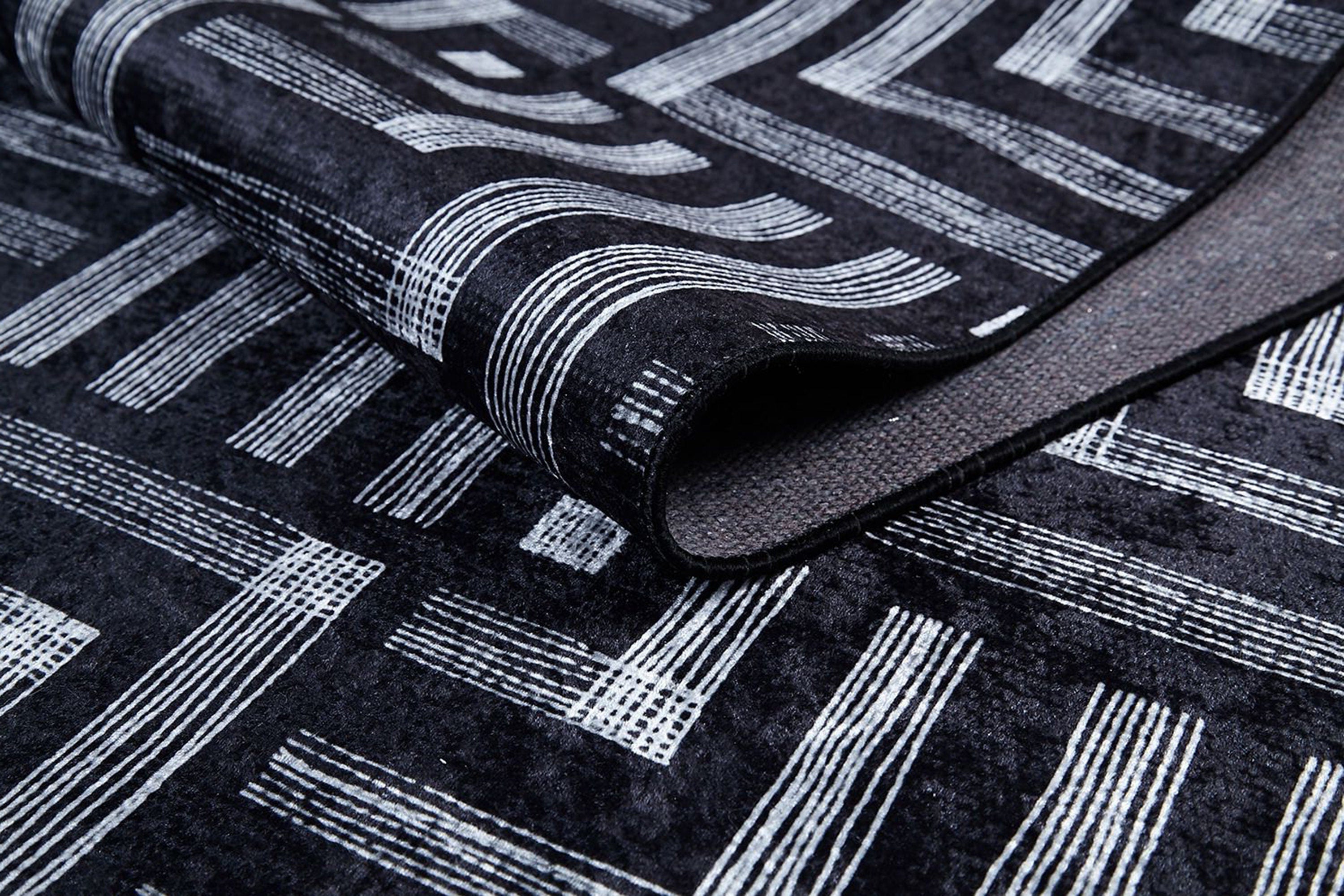 Beypa Pearl Brown Rug Black & White Geometric Area Rugs