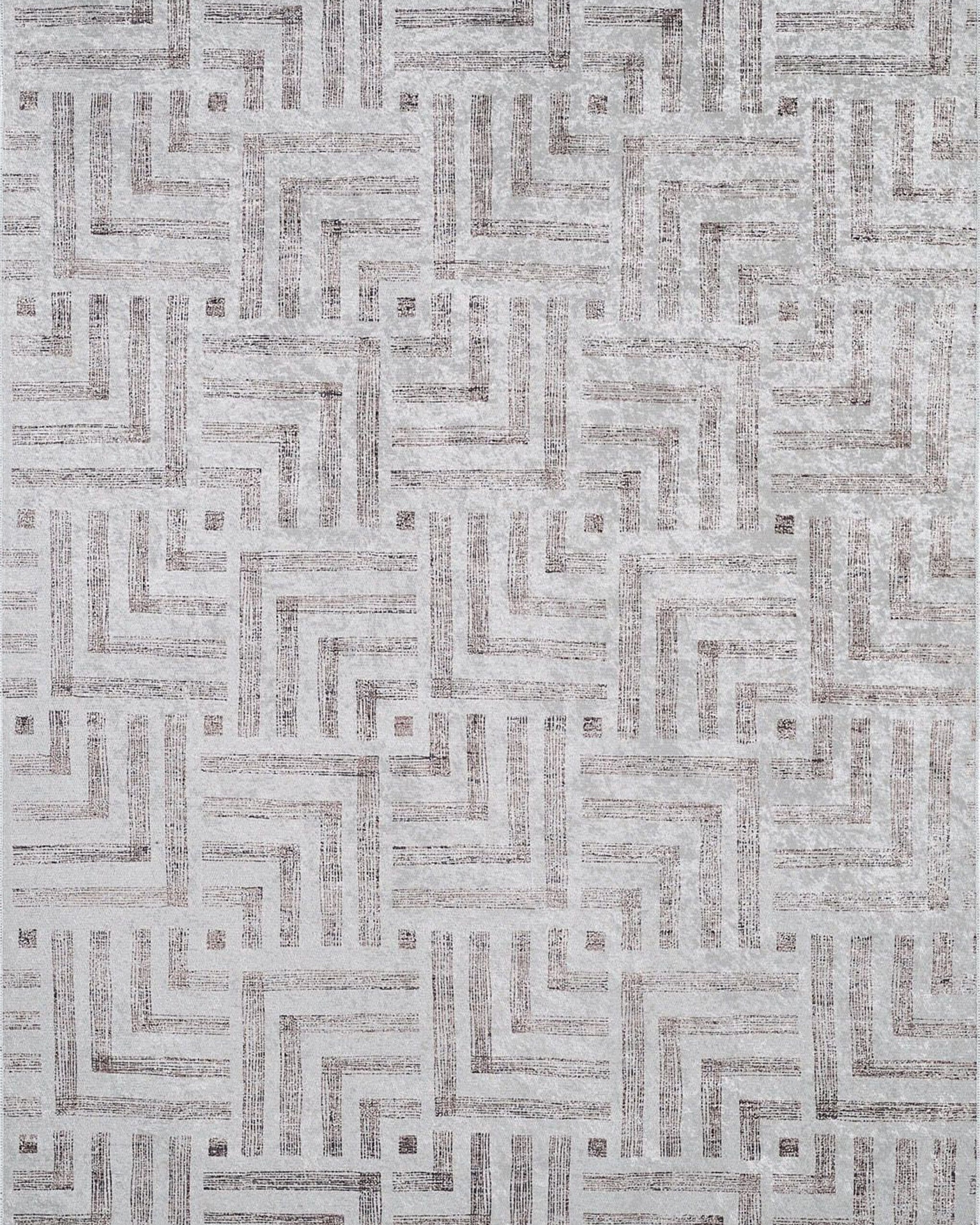 Beypa Pearl Brown Rug Black & White Geometric Area Rugs