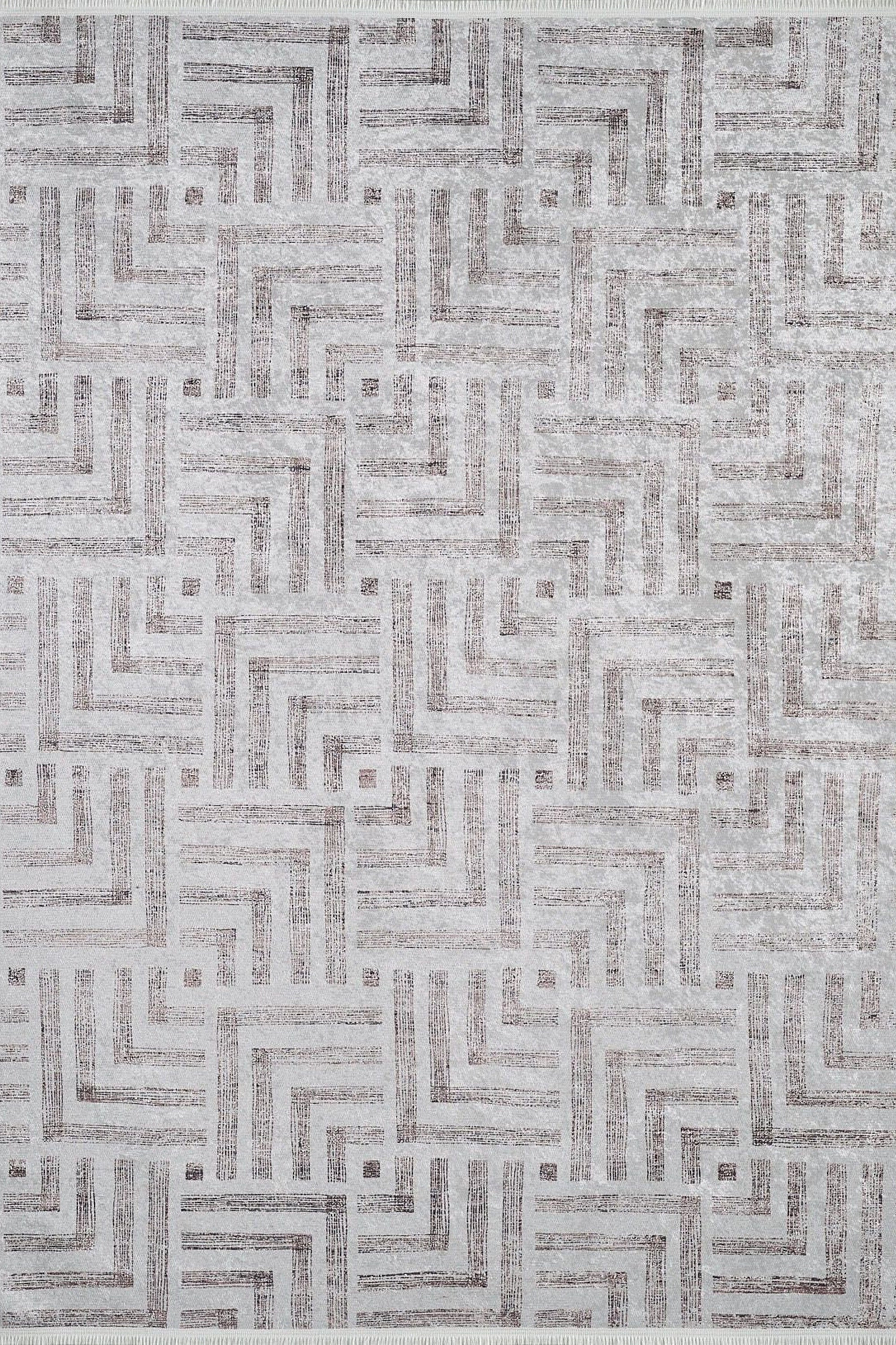 Beypa Pearl Brown Rug Black & White Geometric Area Rugs