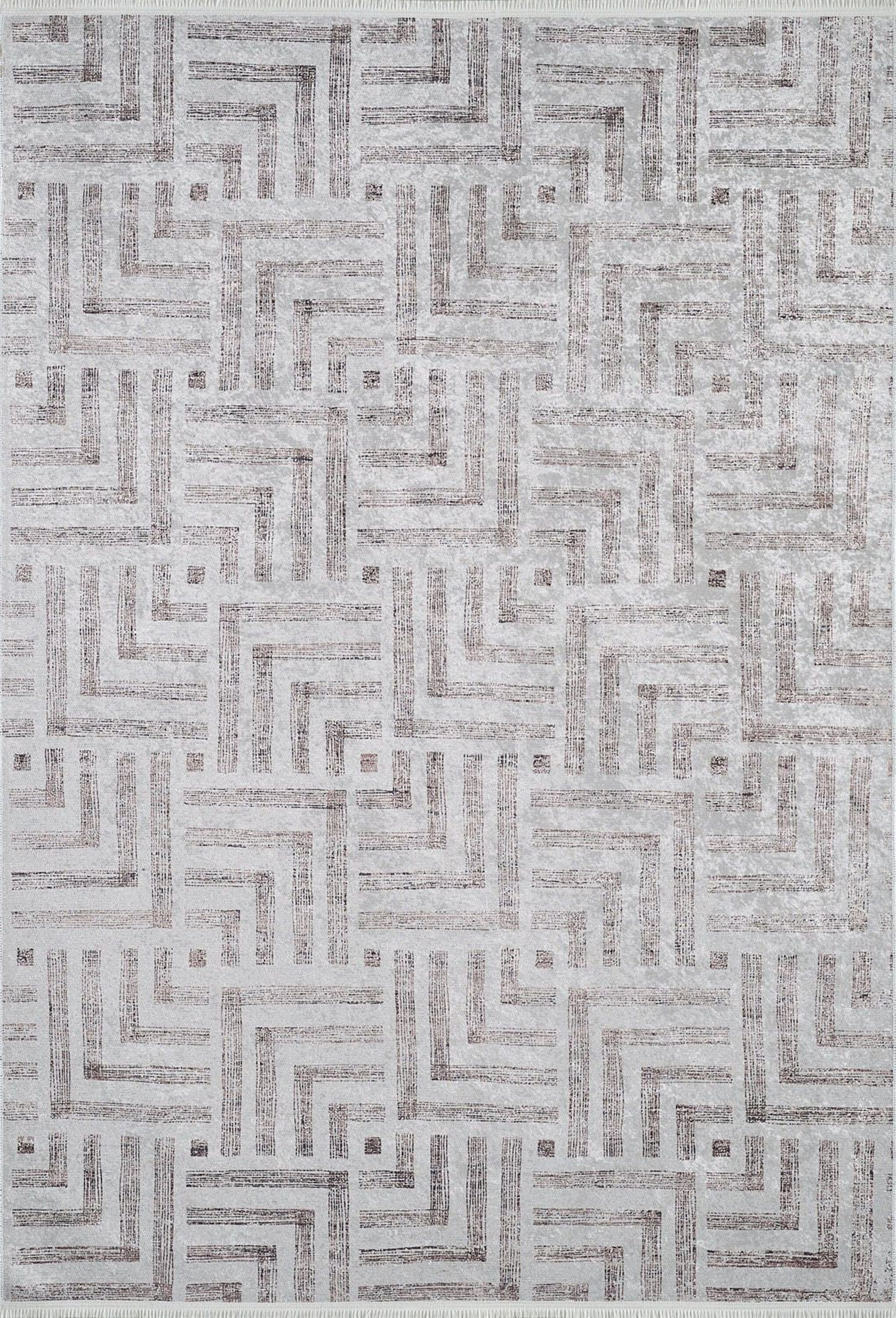 Beypa Pearl Brown Rug Black & White Geometric Area Rugs