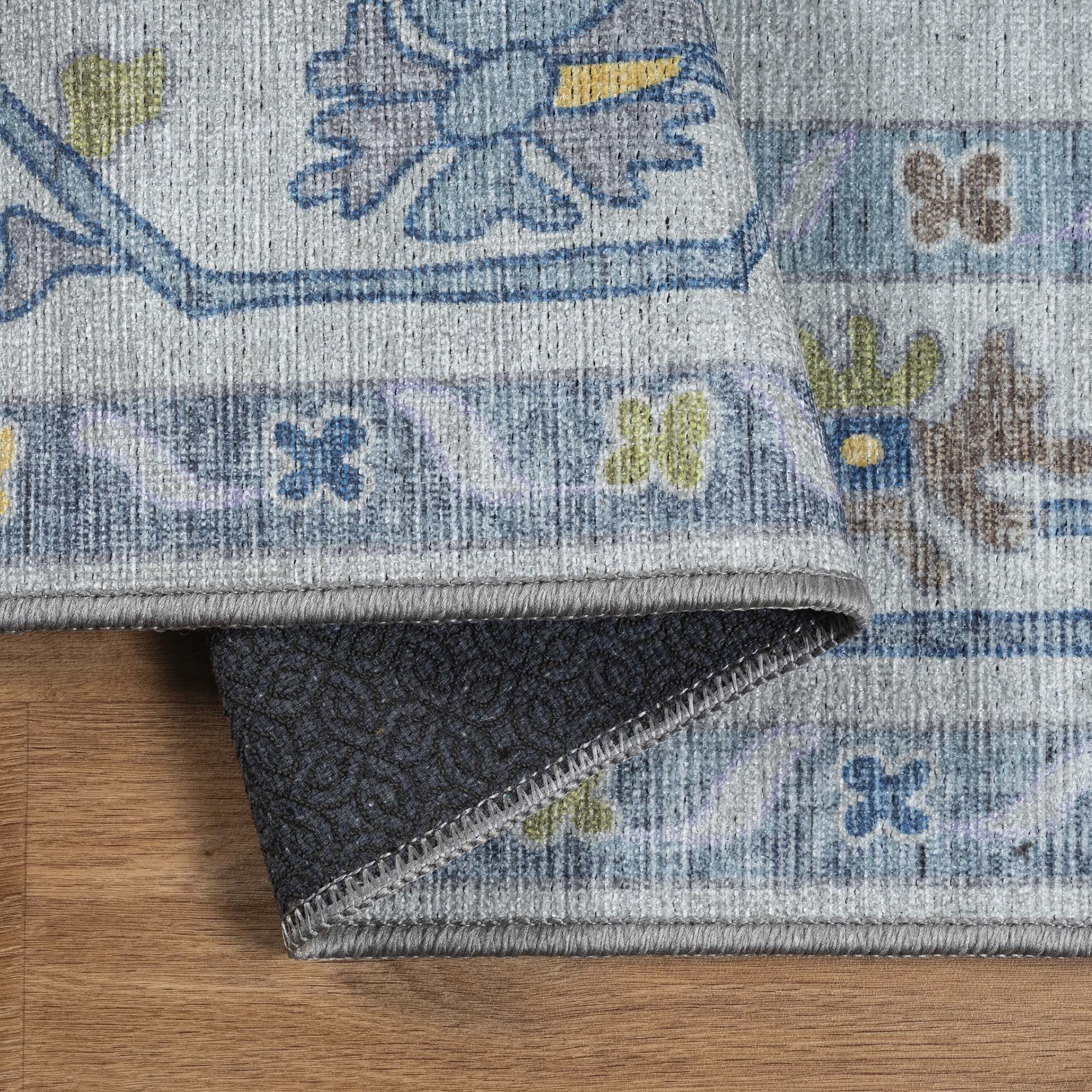 Blue Oushak Vintage Washable Rug