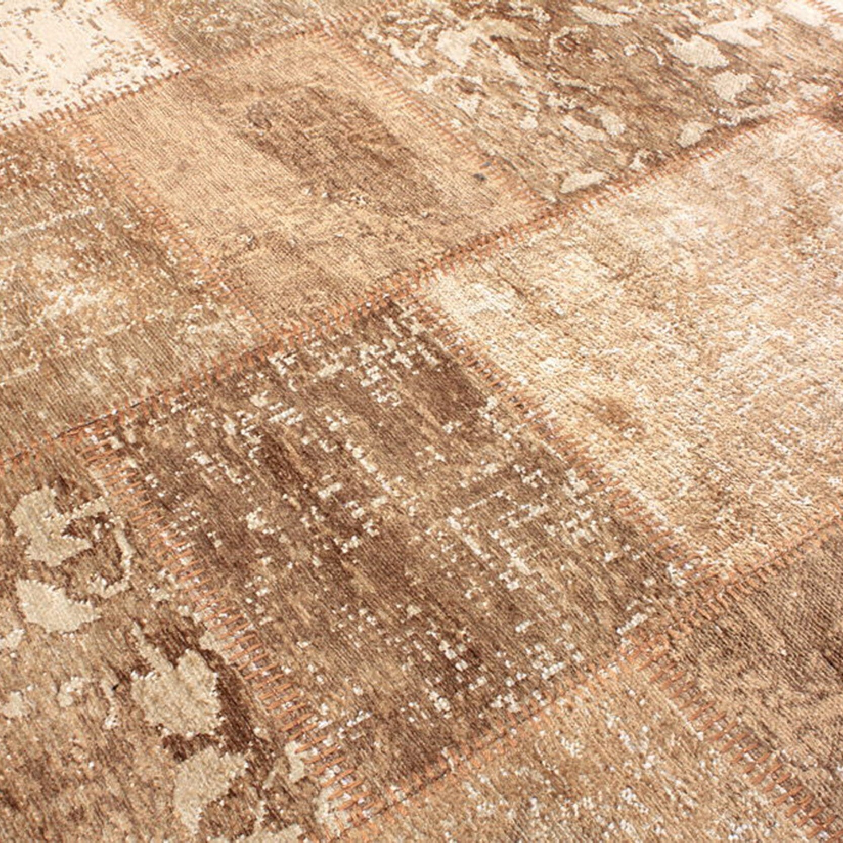 Albie Patchwork Light Brown Distressed Turkish Rug