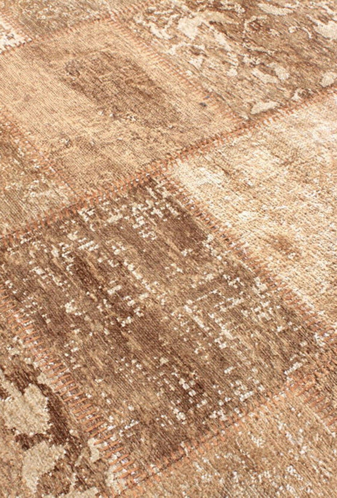 Albie Patchwork Light Brown Distressed Turkish Rug