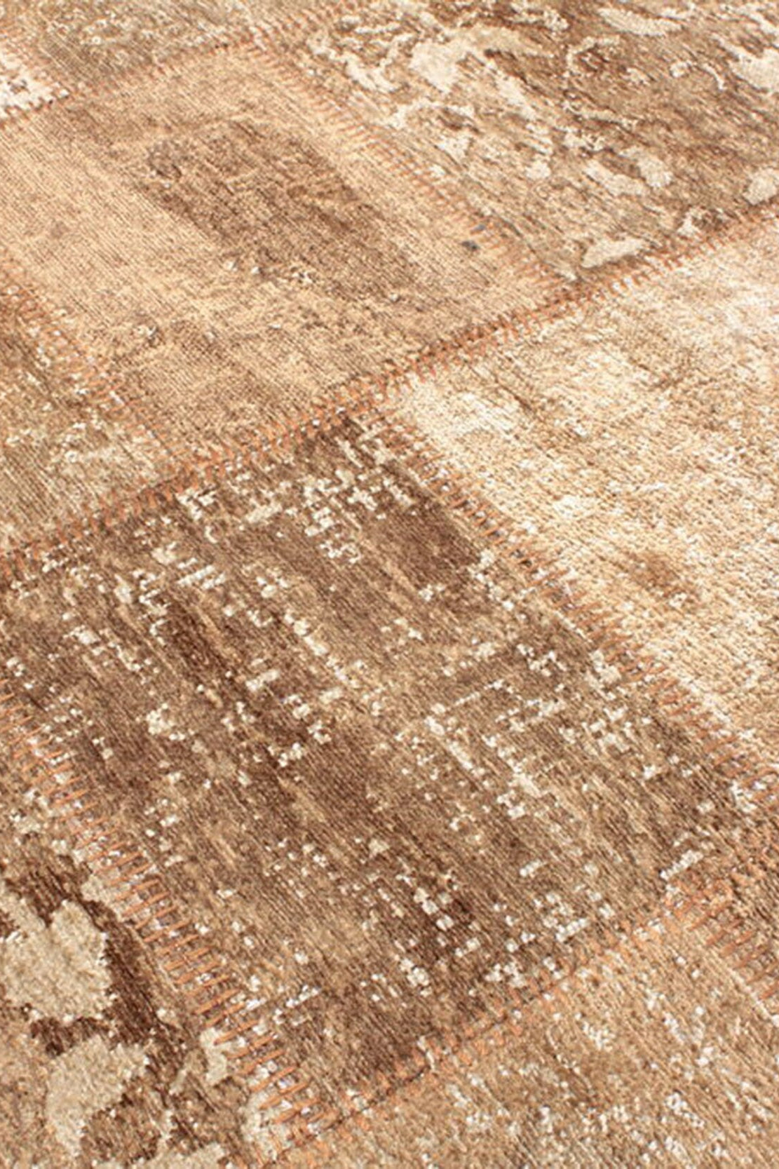 Albie Patchwork Light Brown Distressed Turkish Rug