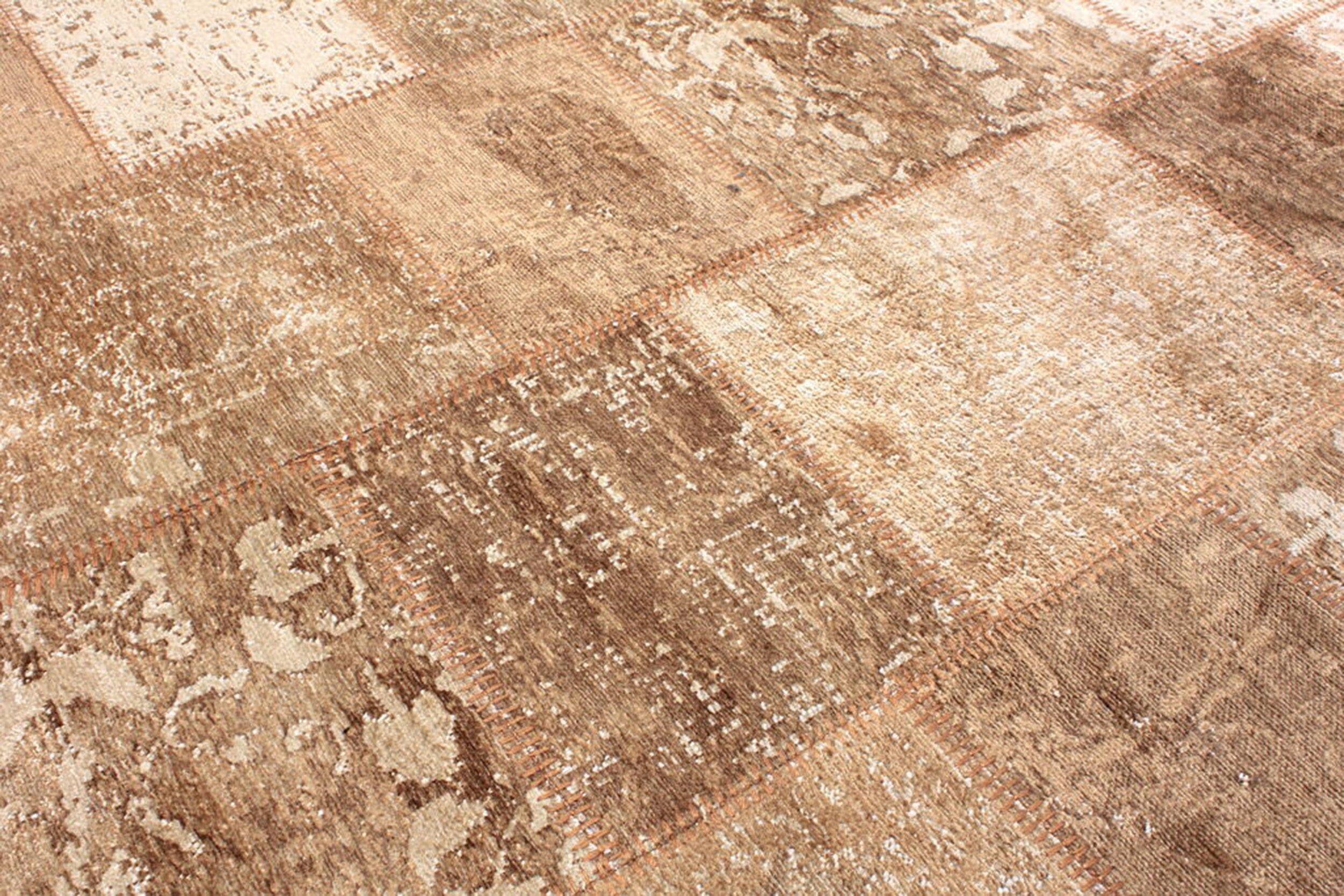 Albie Patchwork Light Brown Distressed Turkish Rug