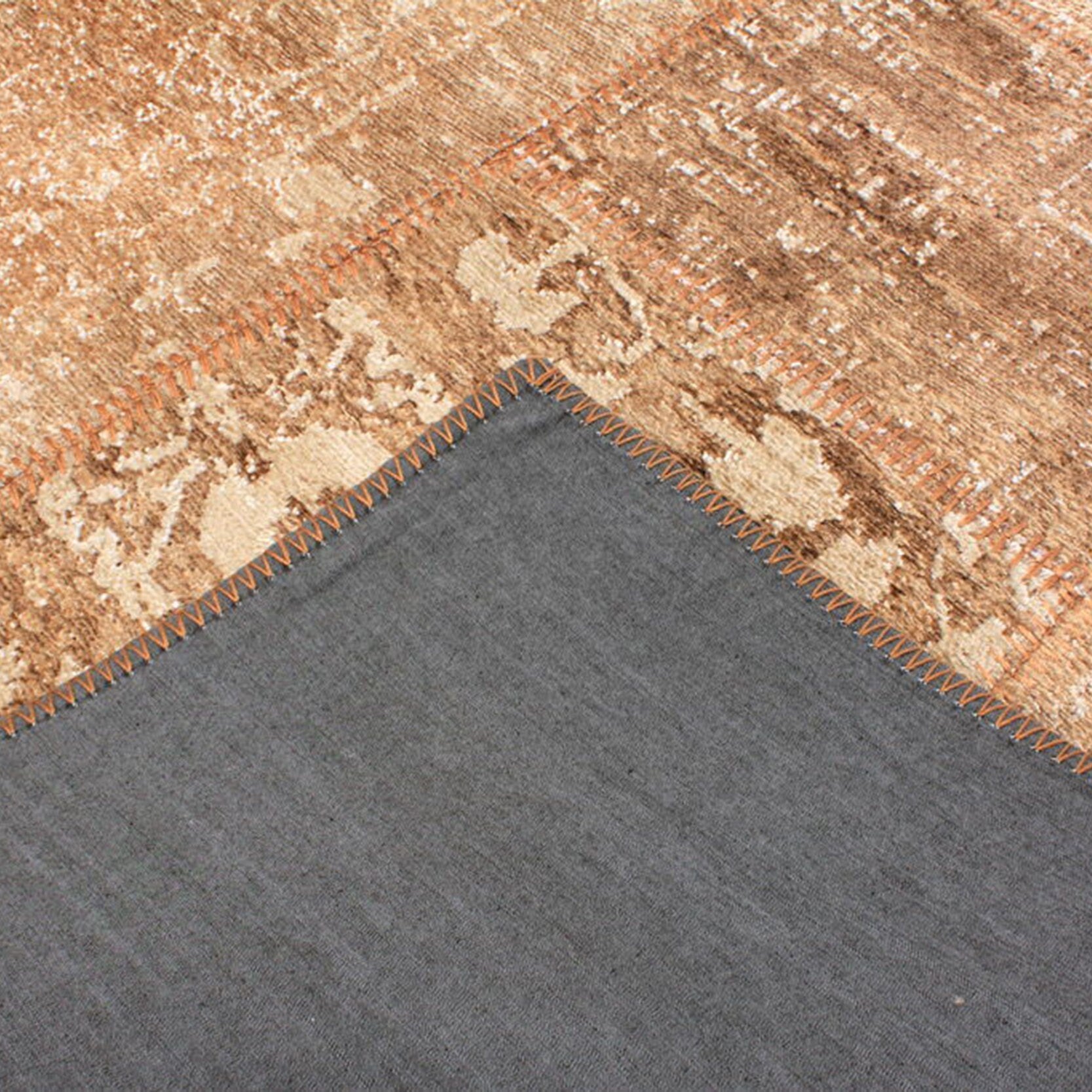 Albie Patchwork Light Brown Distressed Turkish Rug