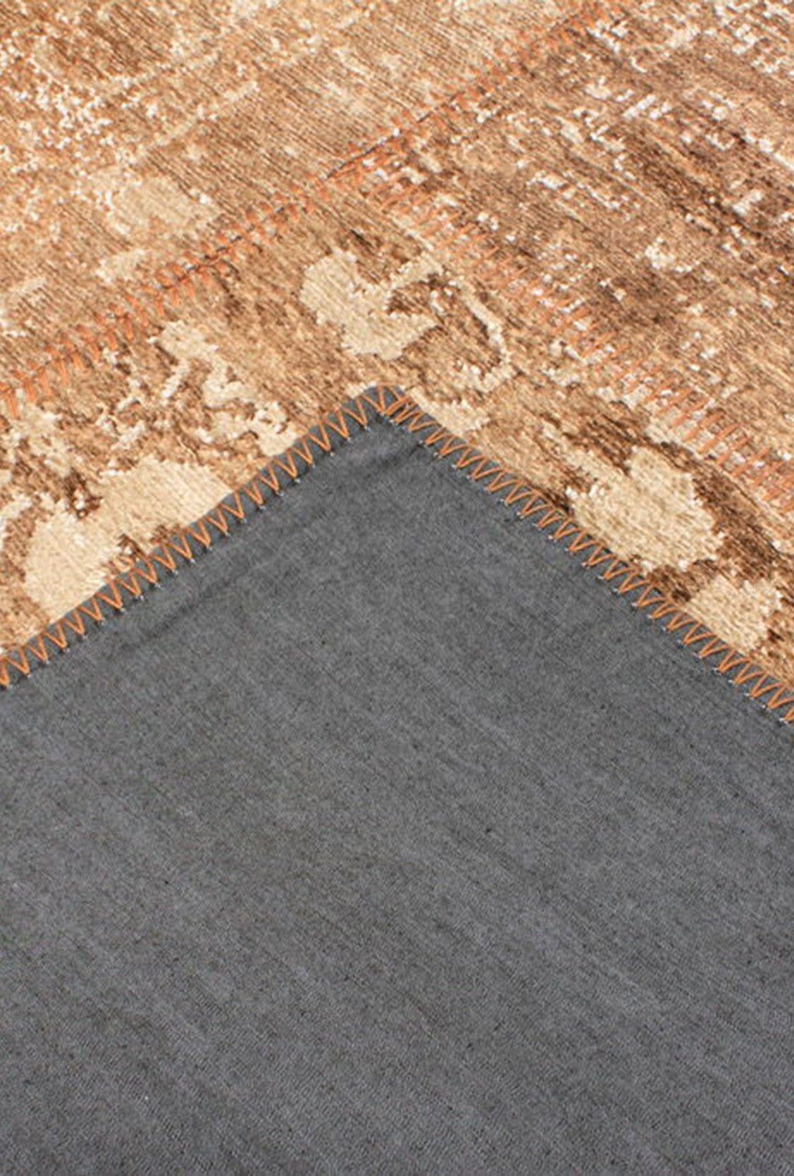 Albie Patchwork Light Brown Distressed Turkish Rug