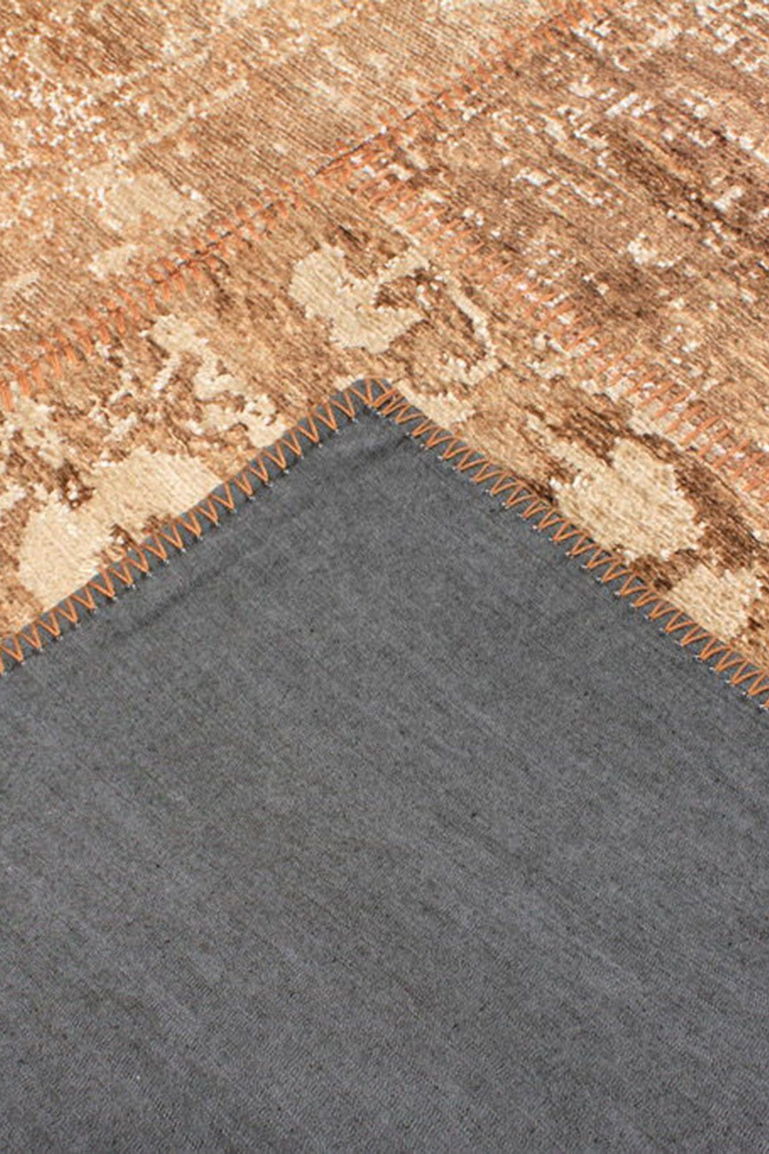 Albie Patchwork Light Brown Distressed Turkish Rug