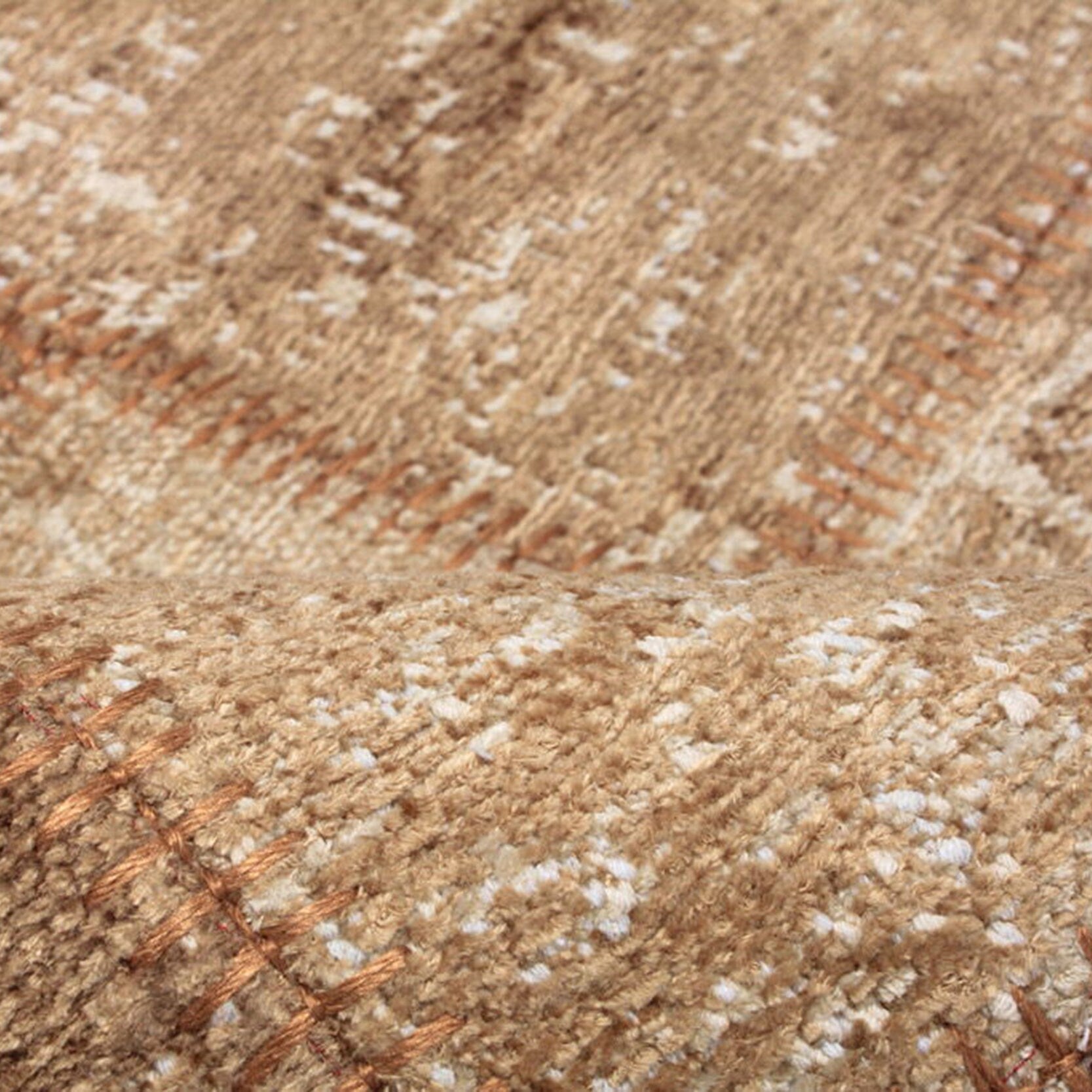 Albie Patchwork Light Brown Distressed Turkish Rug