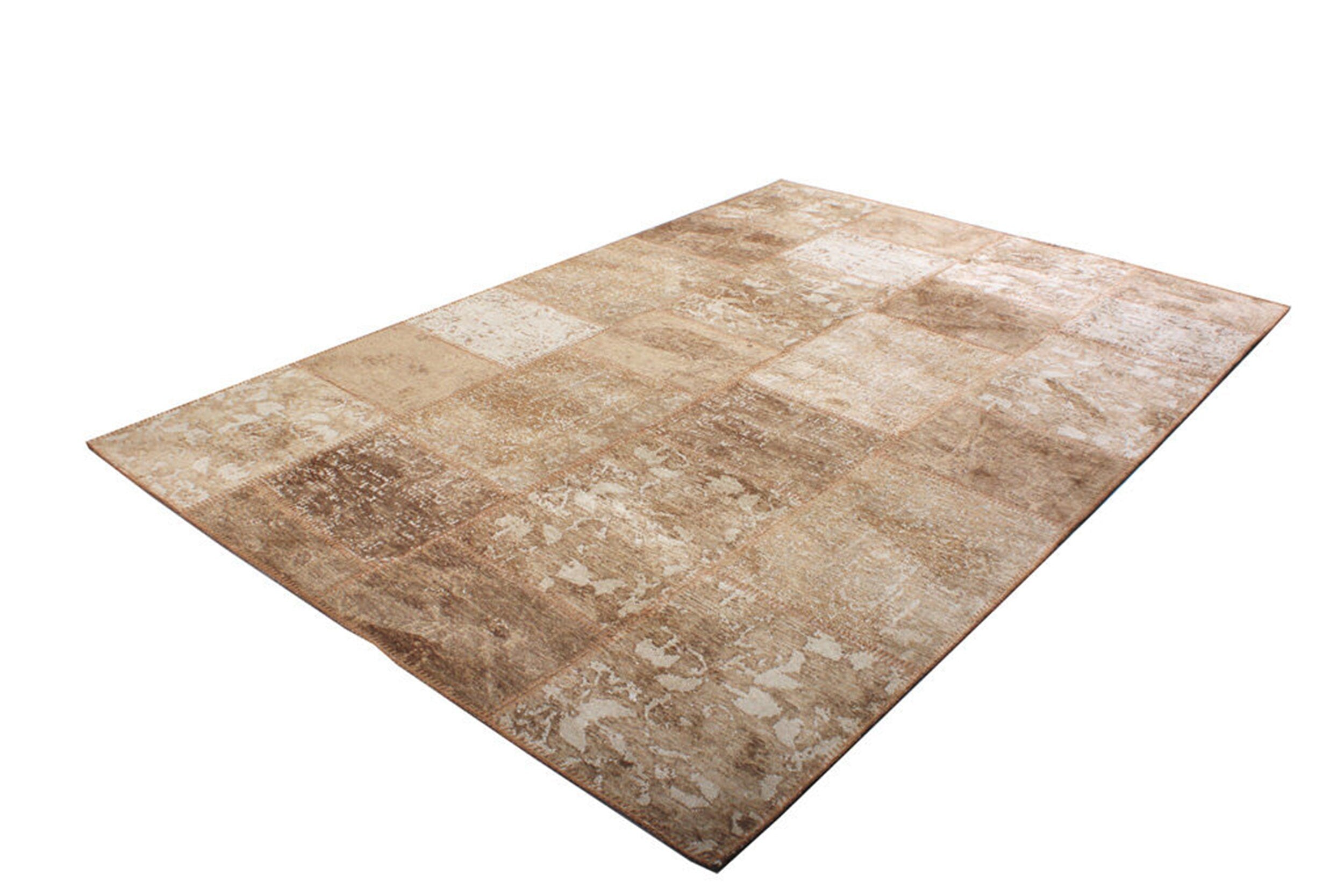 Albie Patchwork Light Brown Distressed Turkish Rug