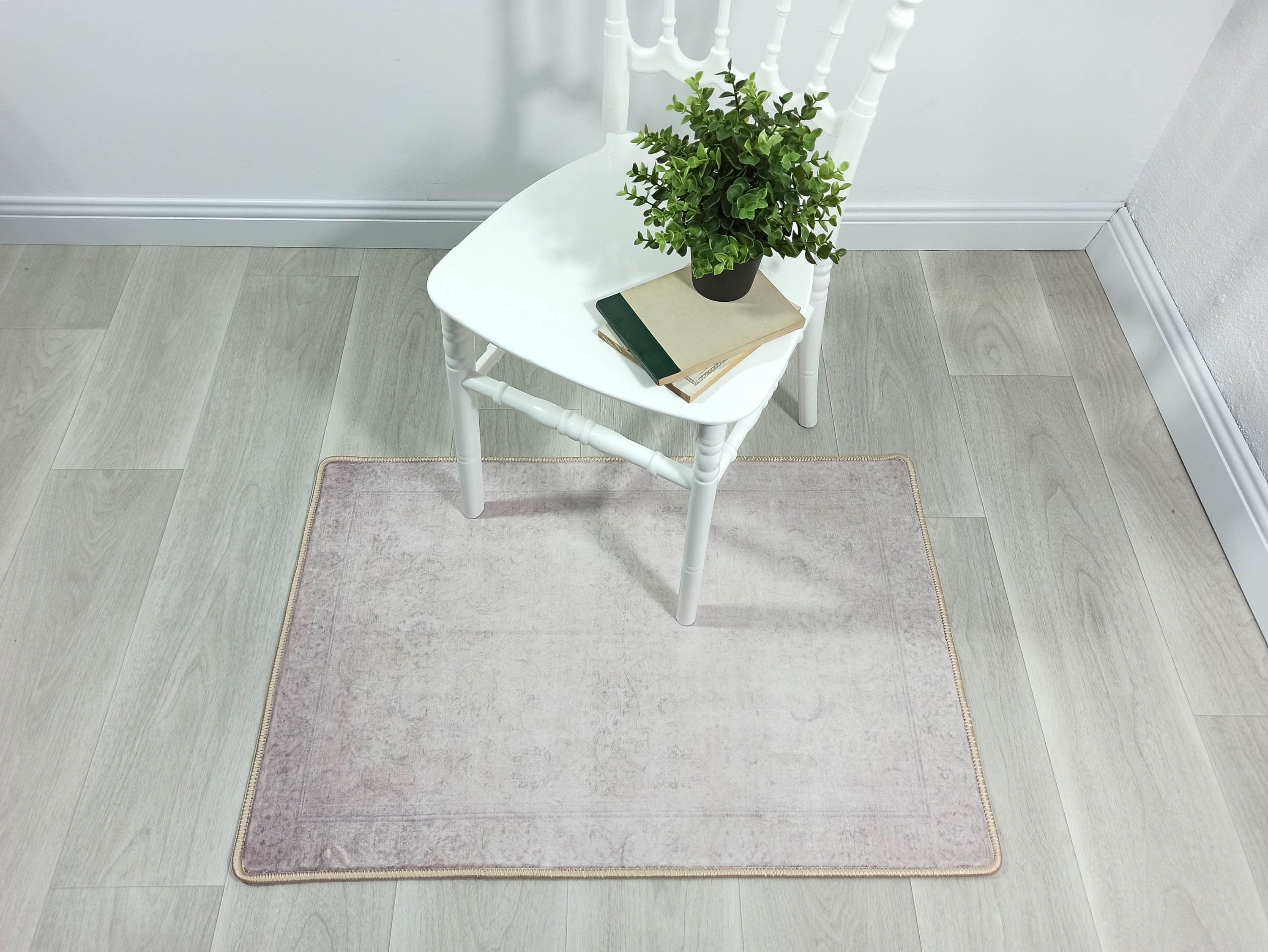 Bona Neutral Faded Pink Beige Blush Rug