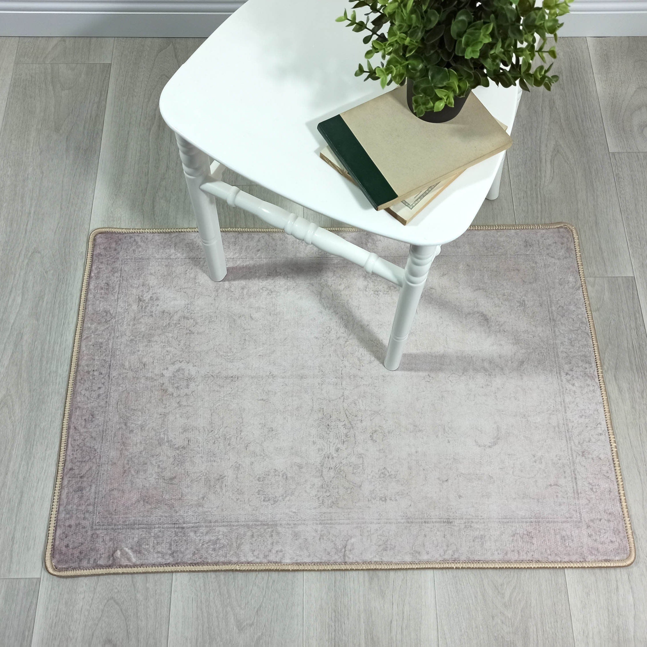 Bona Neutral Faded Pink Beige Blush Rug