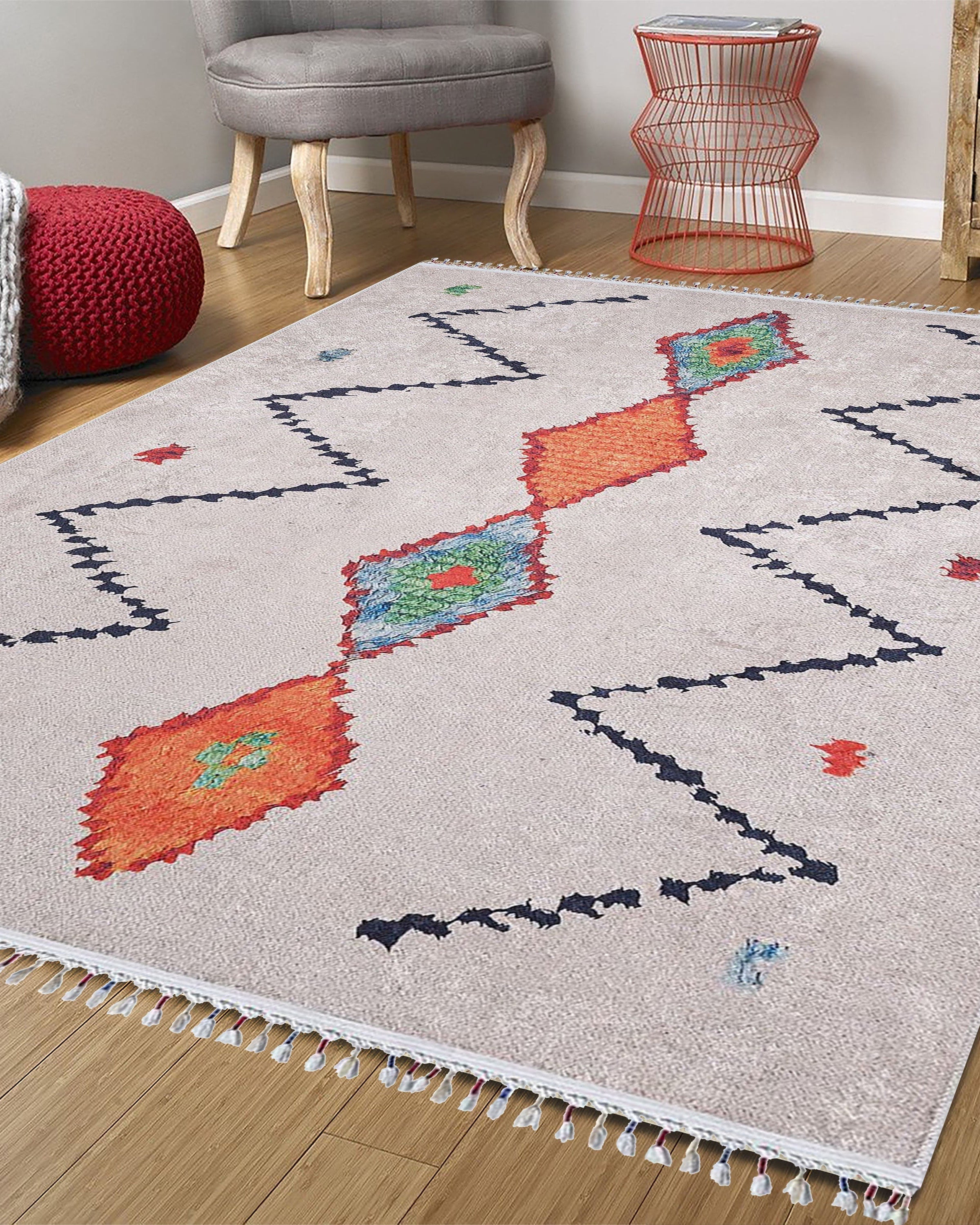 Borda Moroccan White Kilim Rug