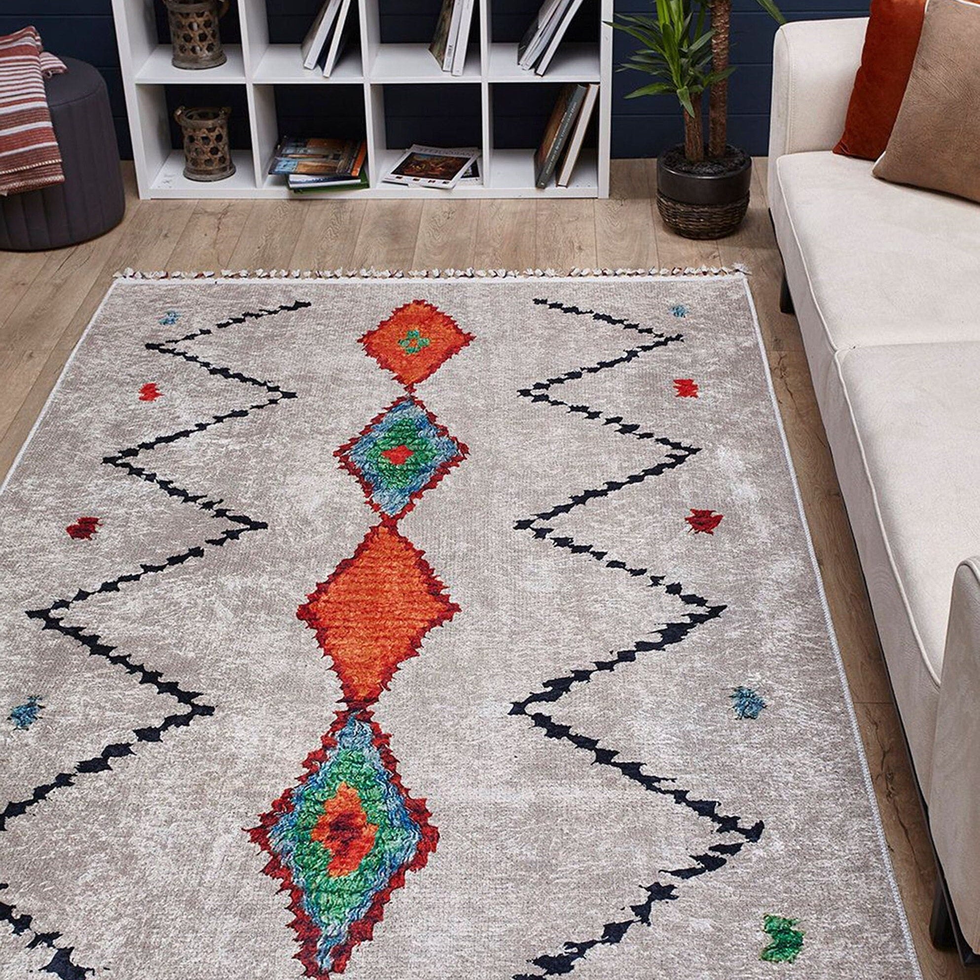 Borda Moroccan White Kilim Rug