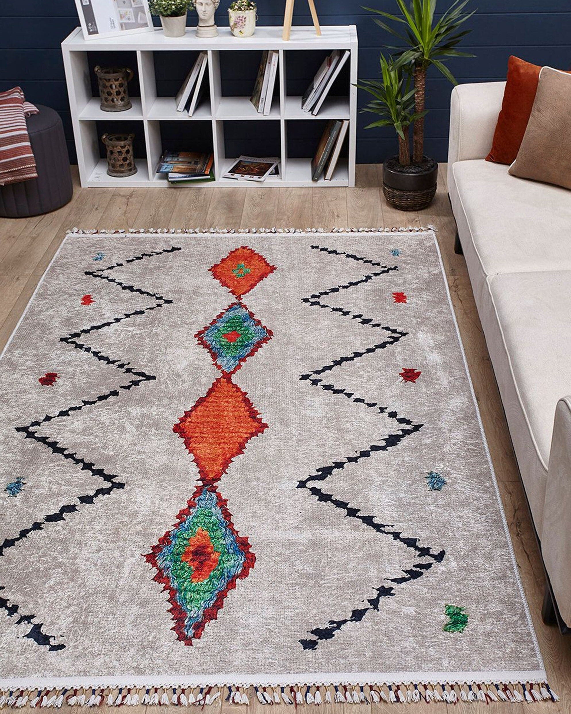Borda Moroccan White Kilim Rug