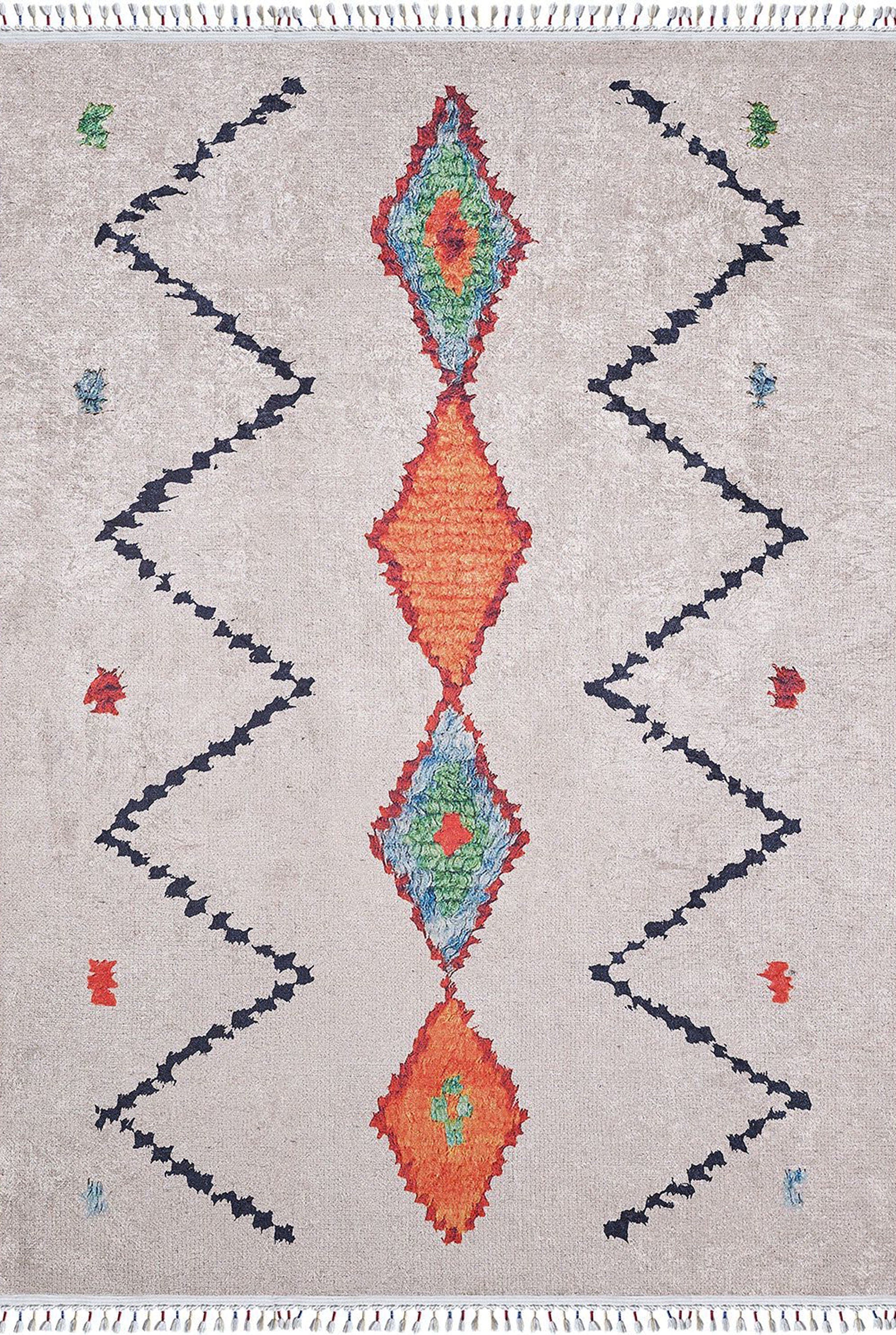 Borda Moroccan White Kilim Rug
