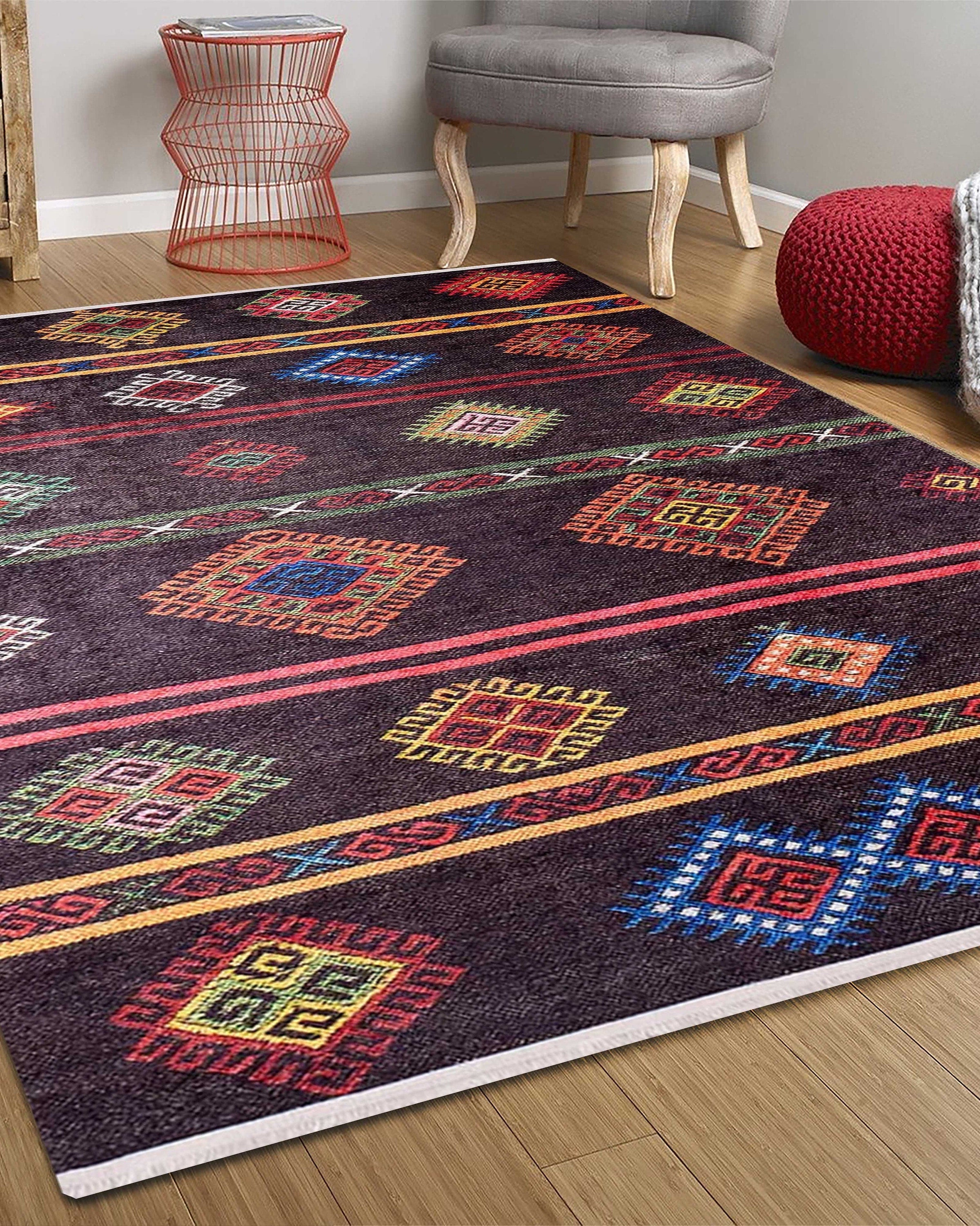 Bouni Dark Brown Turkish Kilim Rug
