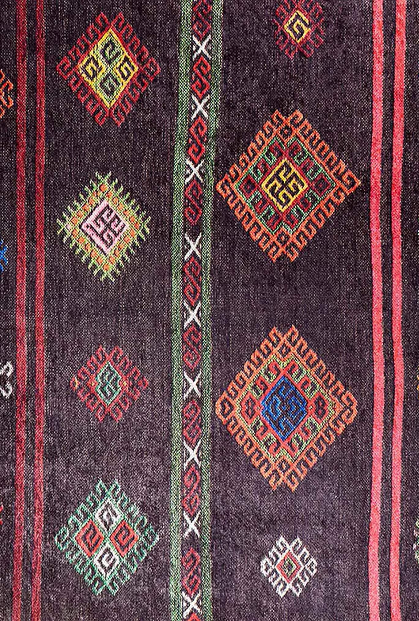 Bouni Dark Brown Turkish Kilim Rug