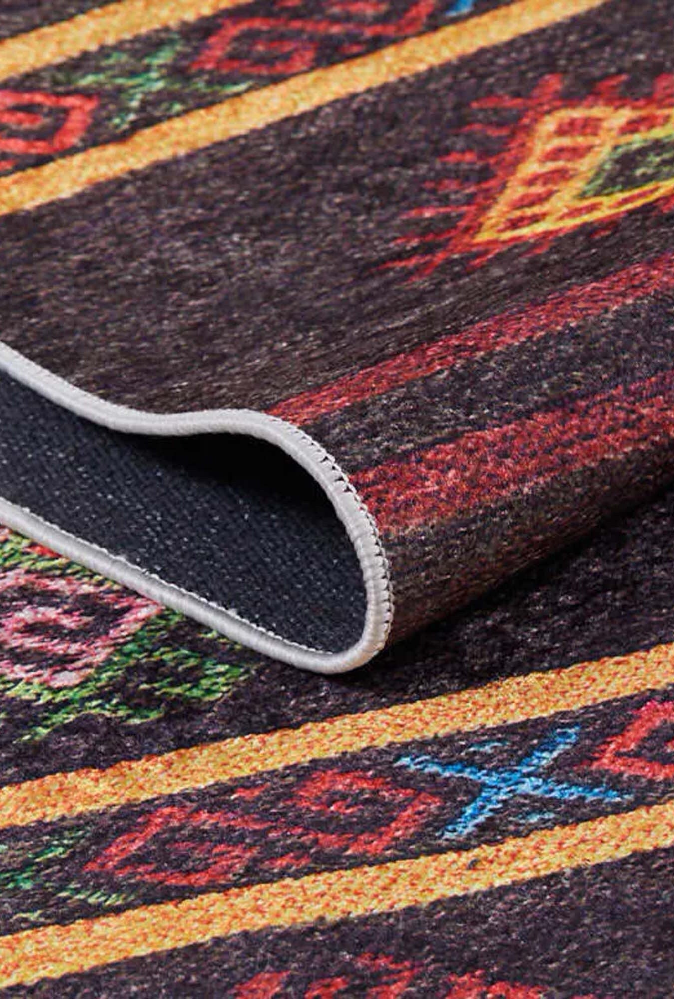 Bouni Dark Brown Turkish Kilim Rug