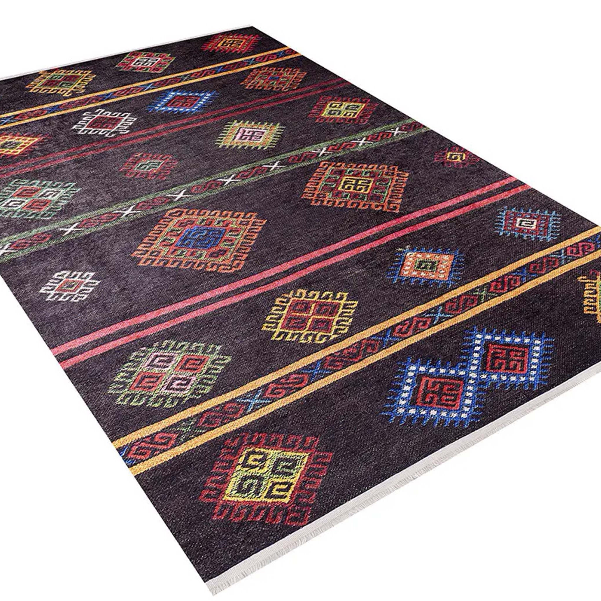 Bouni Dark Brown Turkish Kilim Rug