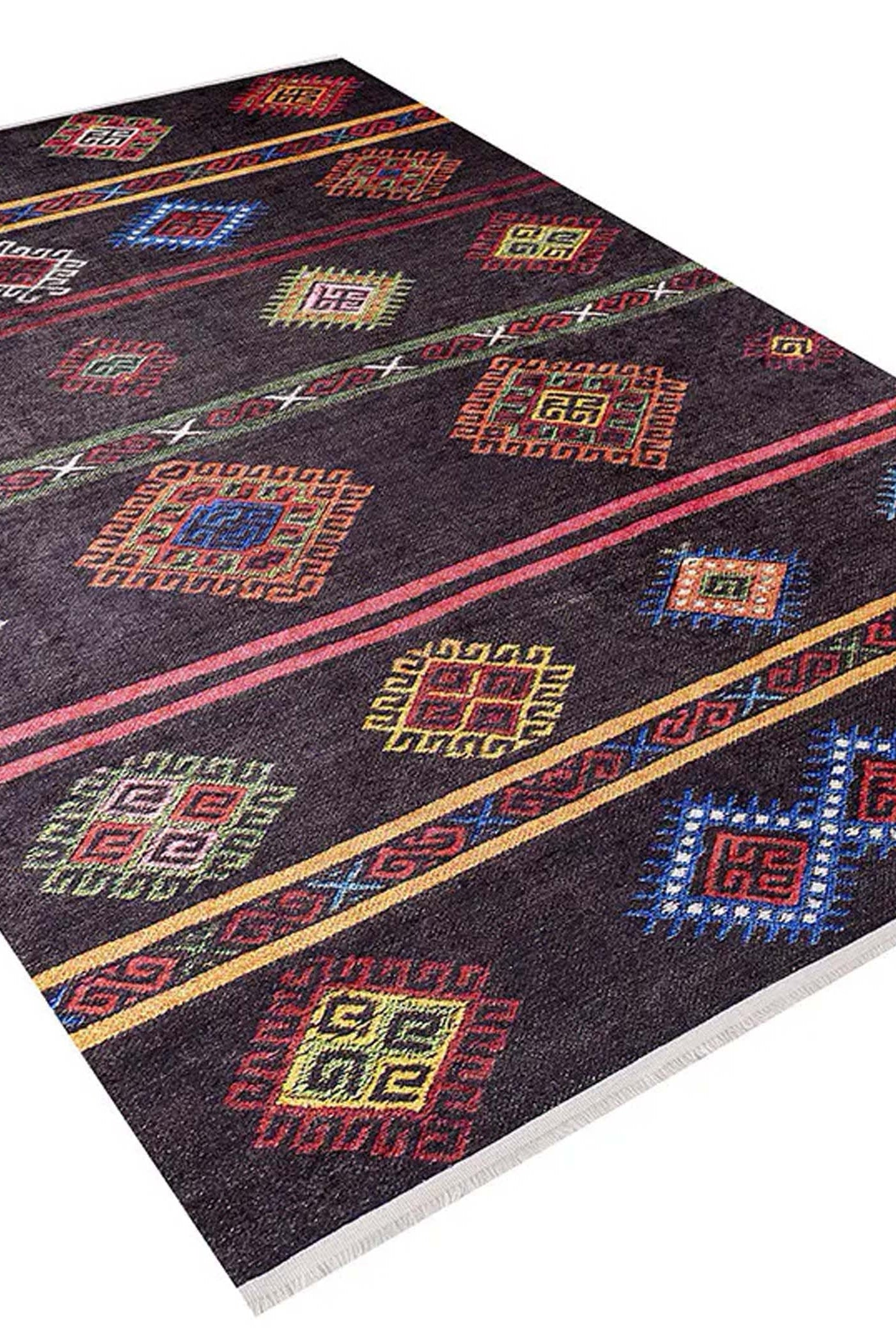 Bouni Dark Brown Turkish Kilim Rug