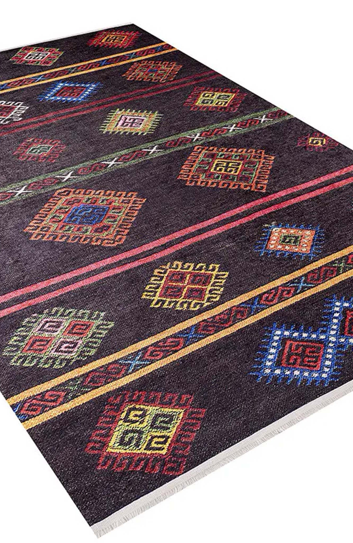 Bouni Dark Brown Turkish Kilim Rug