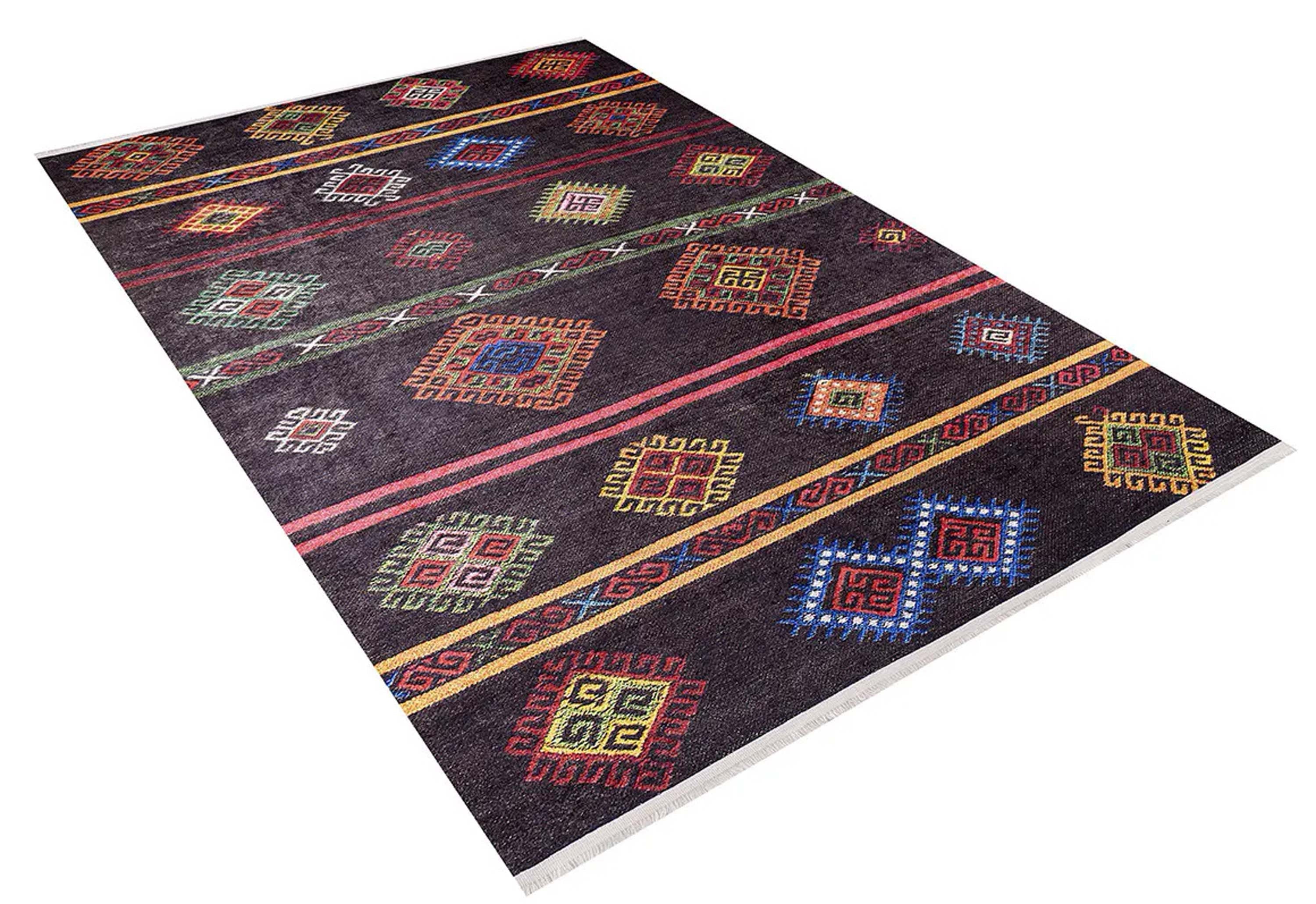 Bouni Dark Brown Turkish Kilim Rug