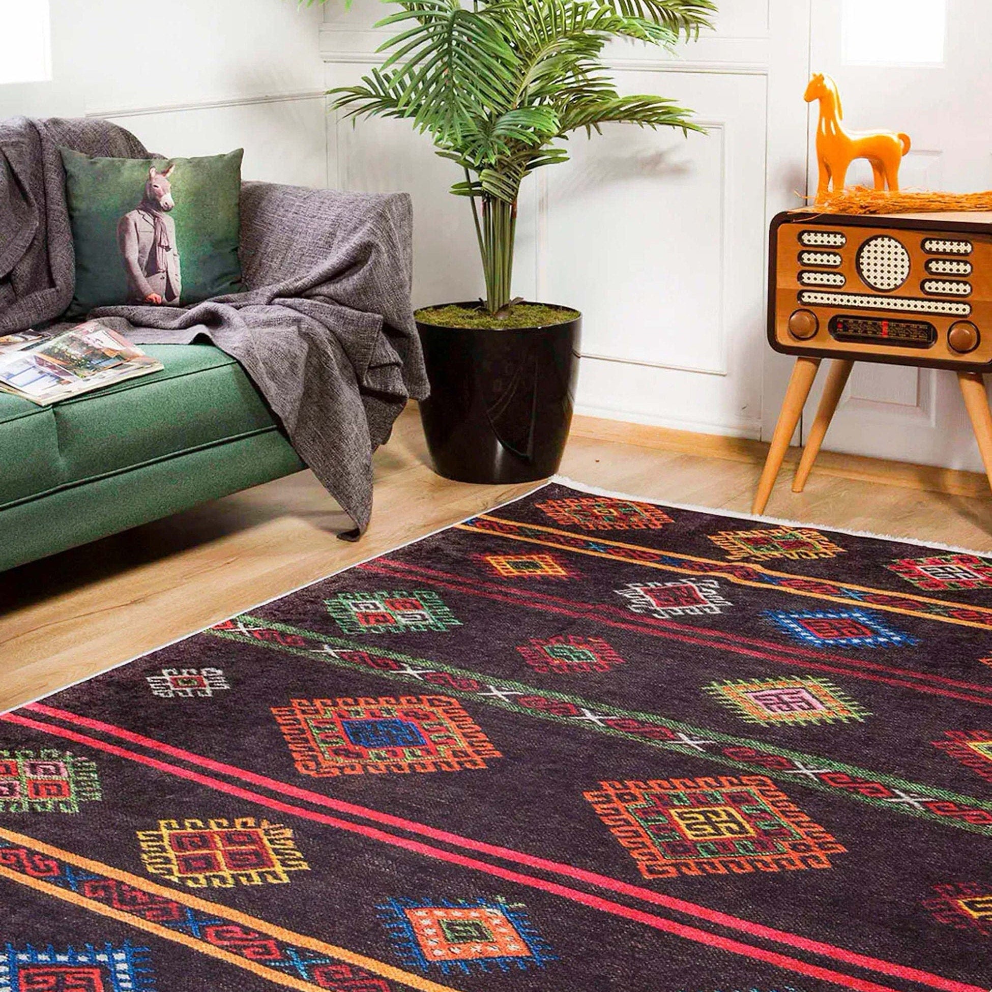 Bouni Dark Brown Turkish Kilim Rug