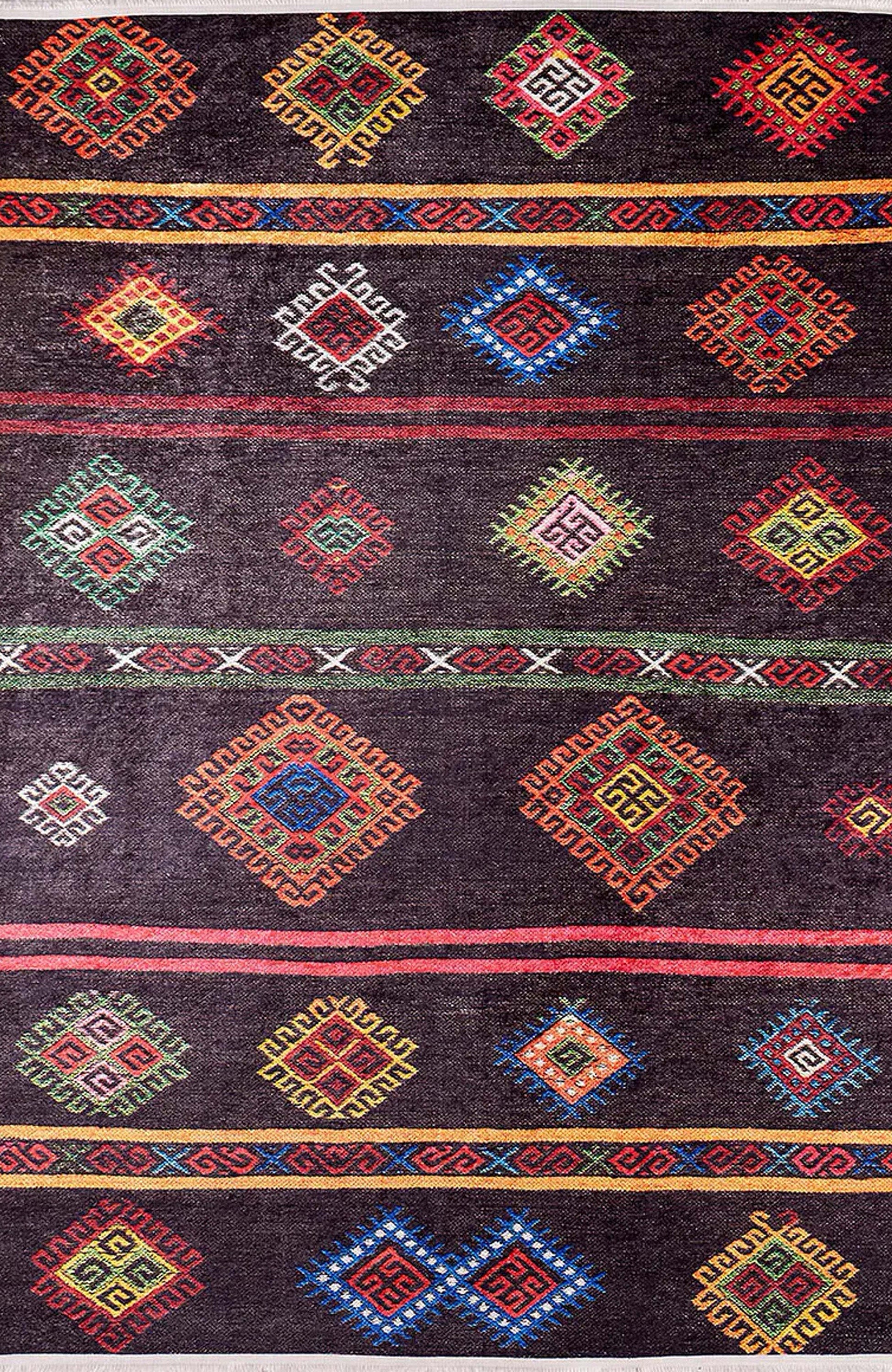 Bouni Dark Brown Turkish Kilim Rug