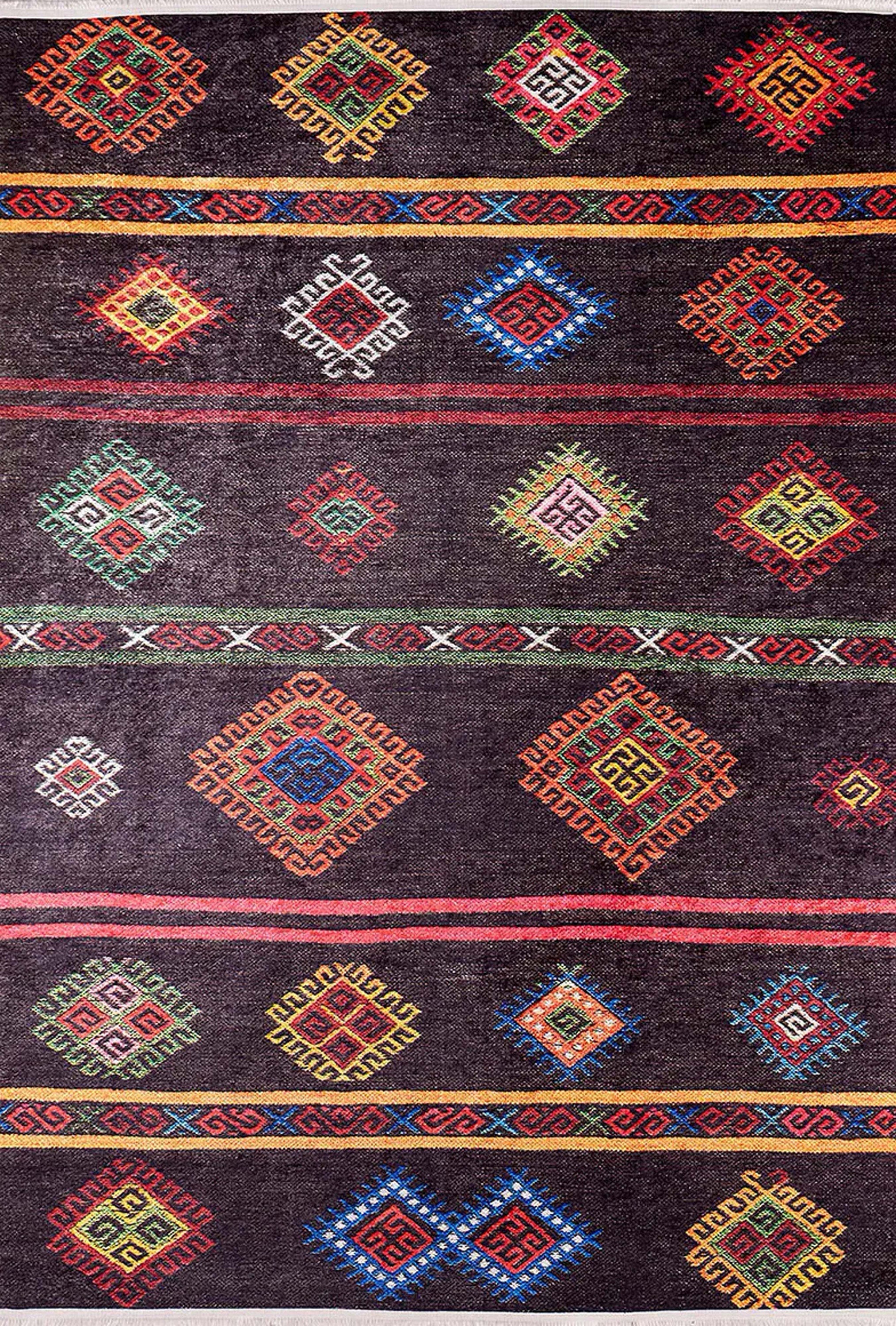 Bouni Dark Brown Turkish Kilim Rug