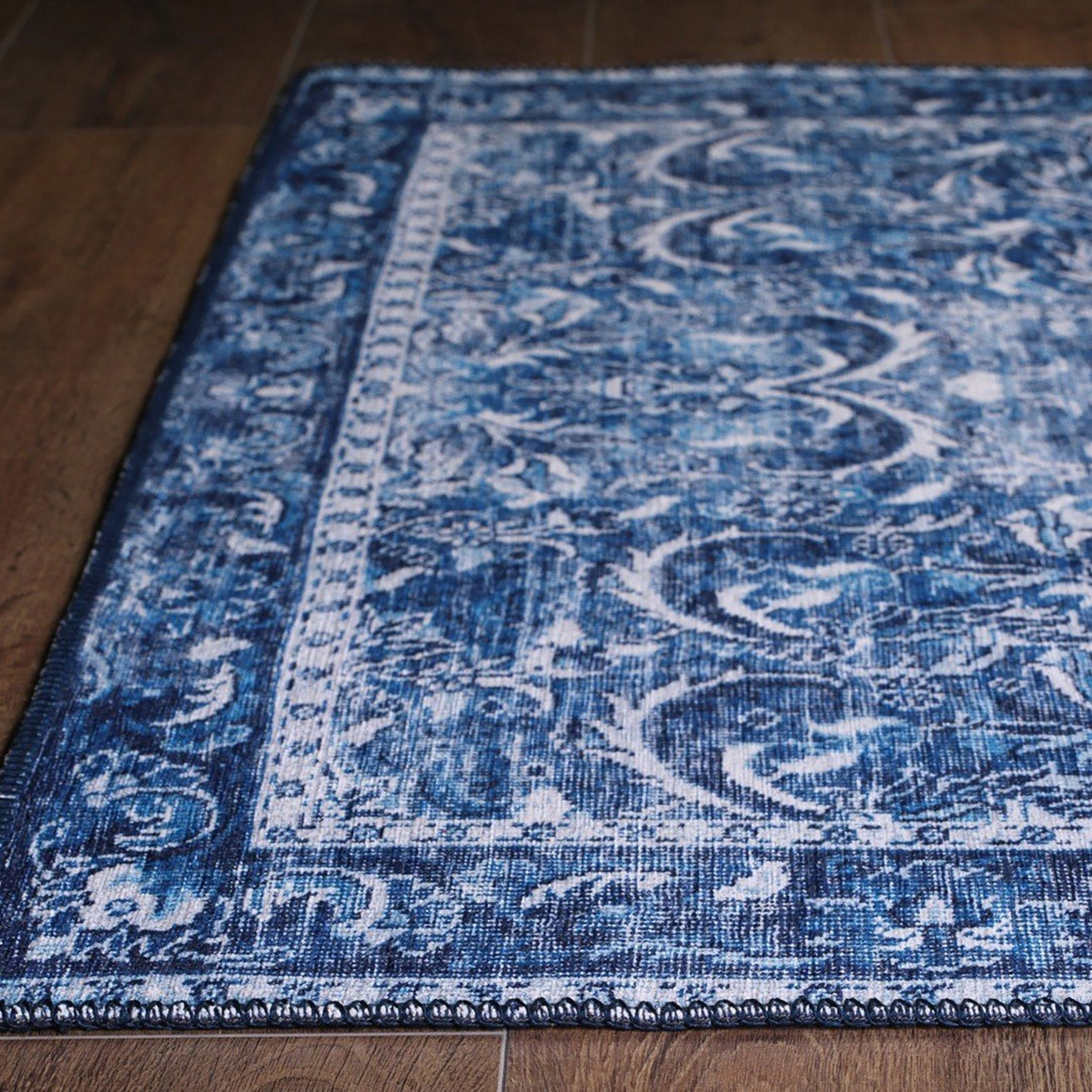 Bulud Rug Vintage Turkish Dark Blue Rug