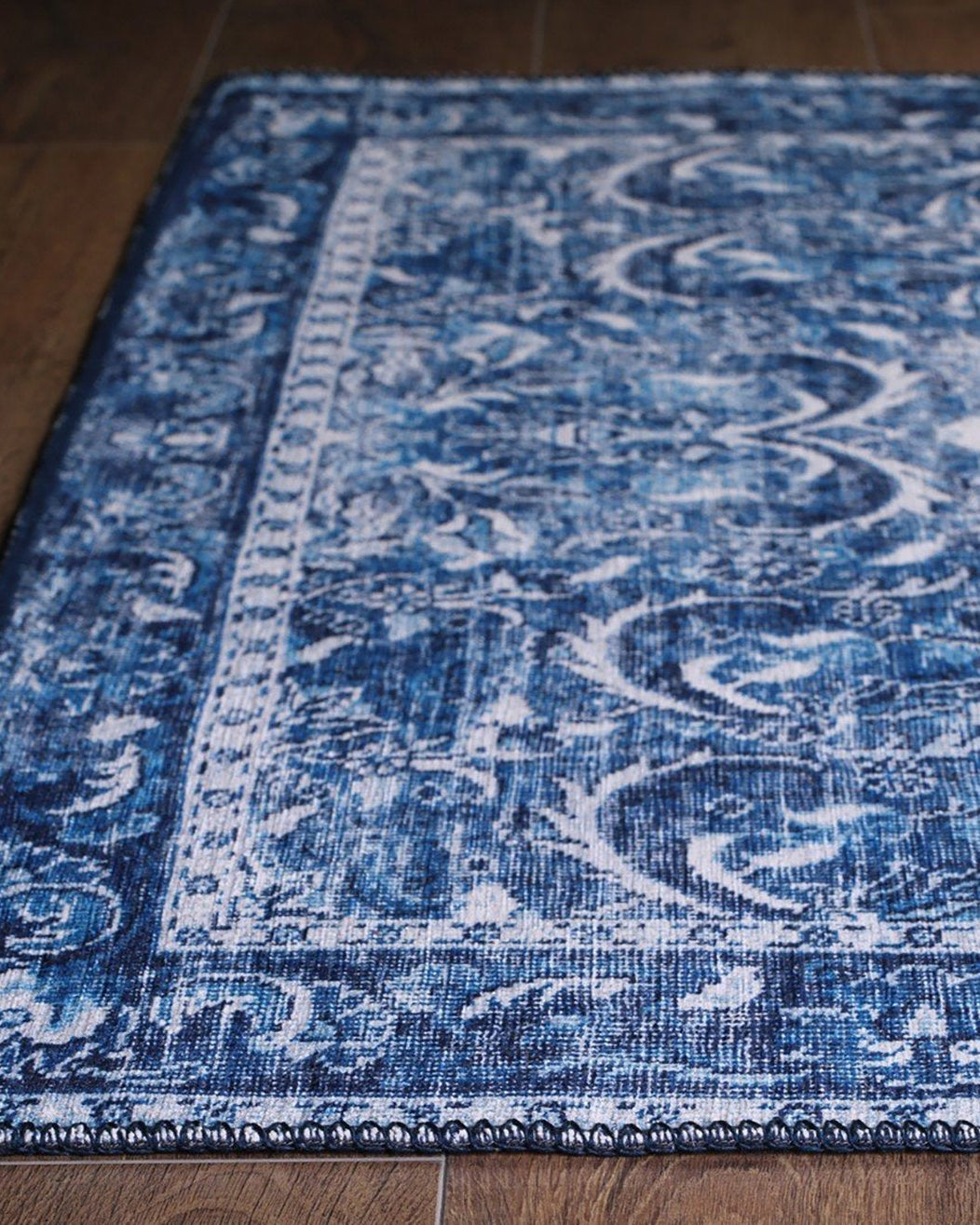 Bulud Rug Vintage Turkish Dark Blue Rug
