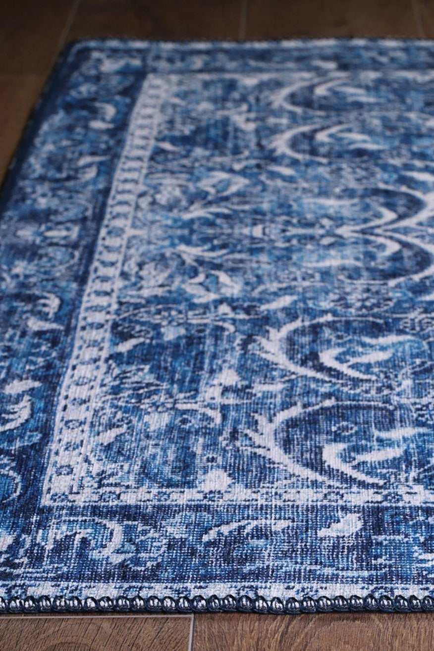 Bulud Rug Vintage Turkish Dark Blue Rug