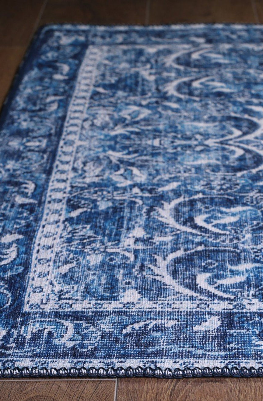 Bulud Rug Vintage Turkish Dark Blue Rug
