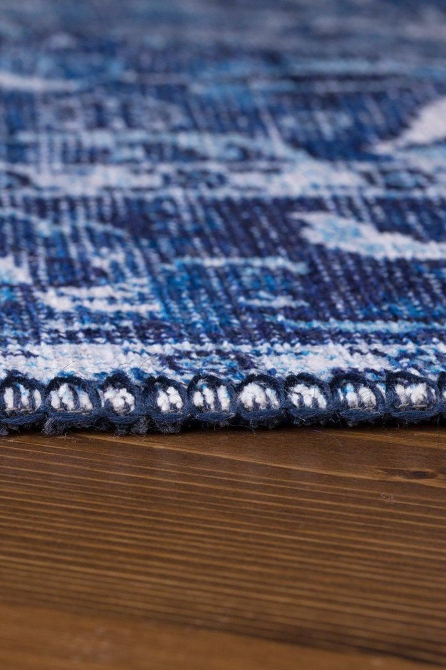 Bulud Rug Vintage Turkish Dark Blue Rug