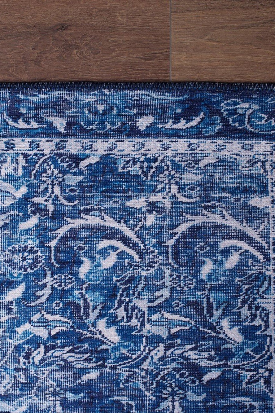 Bulud Rug Vintage Turkish Dark Blue Rug